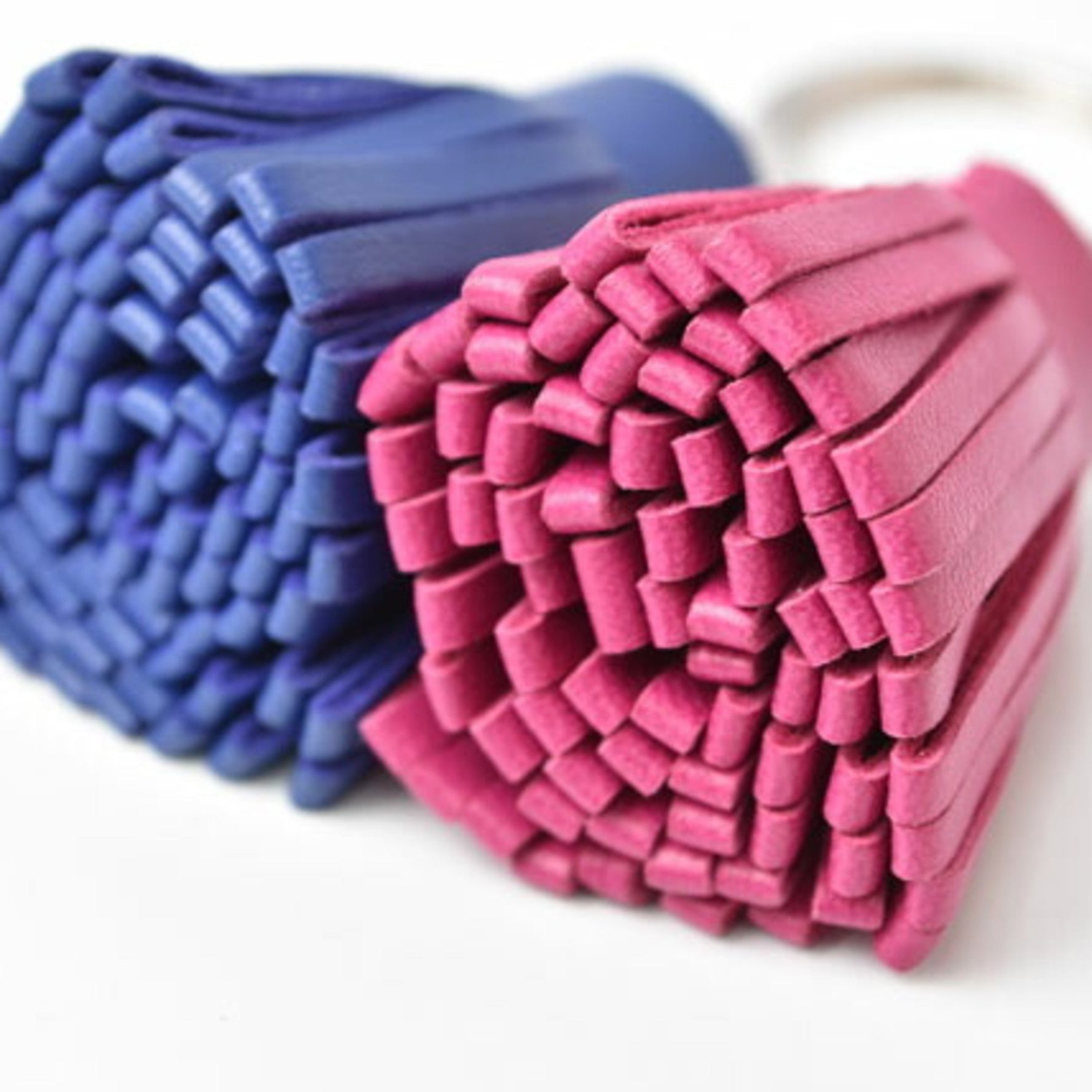 Hermes Key Ring Holder Carmen Urdos Tassel Charm Blue Fuchsia