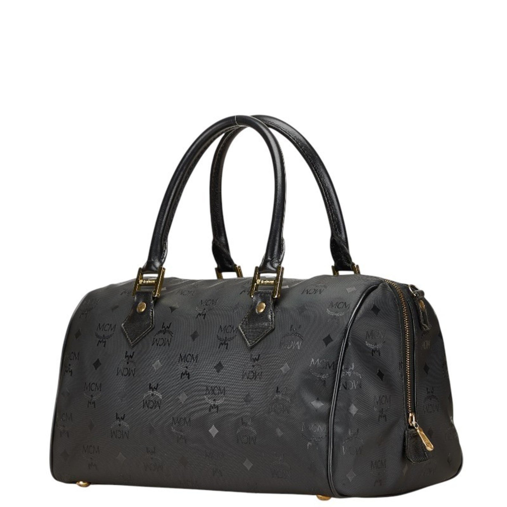 MCM Visetos Logogram Boston/Shoulder Bag, Nylon and Leather