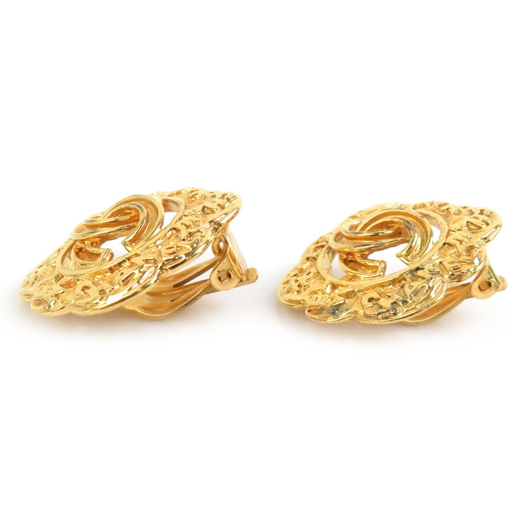 CHANEL Coco Mark Metal Earrings