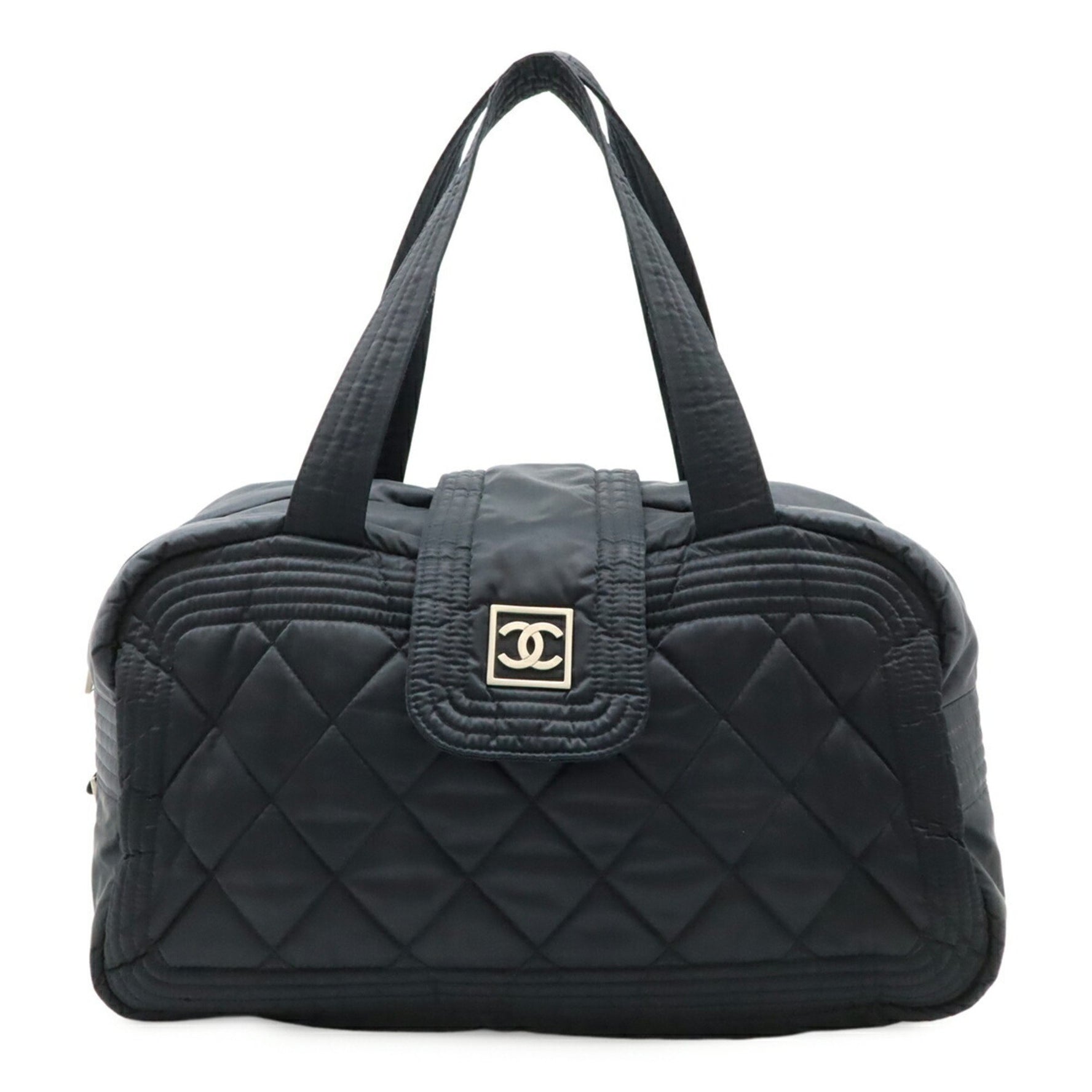CHANEL Sport Line Coco Mark Quilted Mini Boston Tote Bag Shoulder Nylon