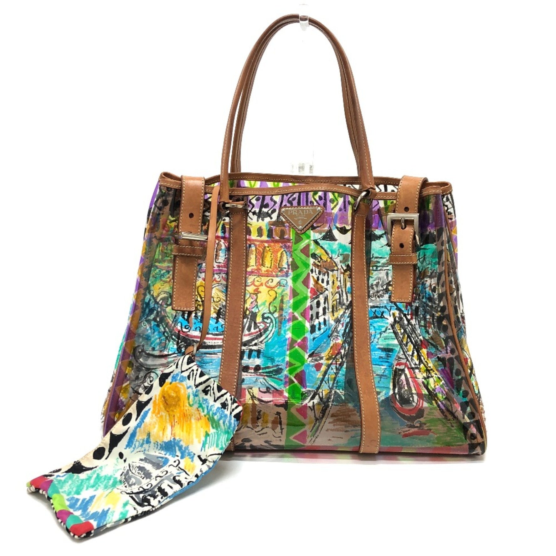 PRADA Venetian print Tote Bag Multicolore SilverHardware