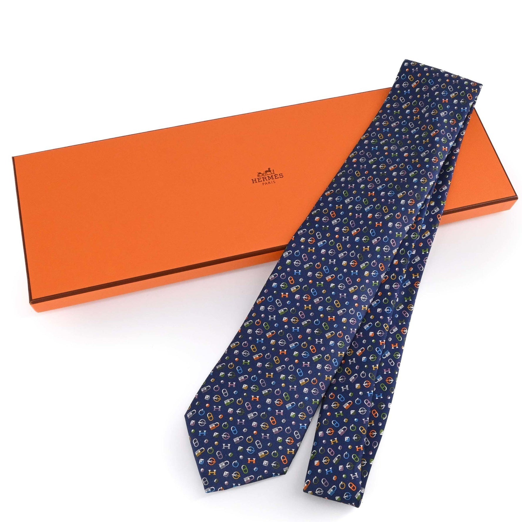 HERMES Icon Chaine d'Ancre Cadena Silk Tie in