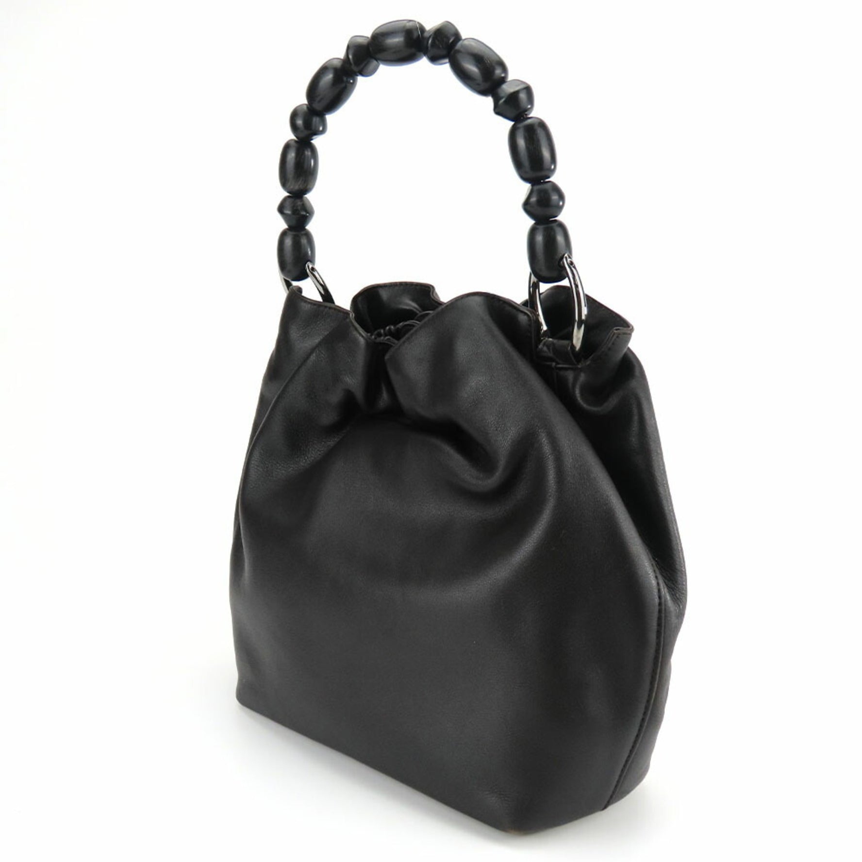 Christian Dior Handbag Leather Dark Brown Malice Pearl