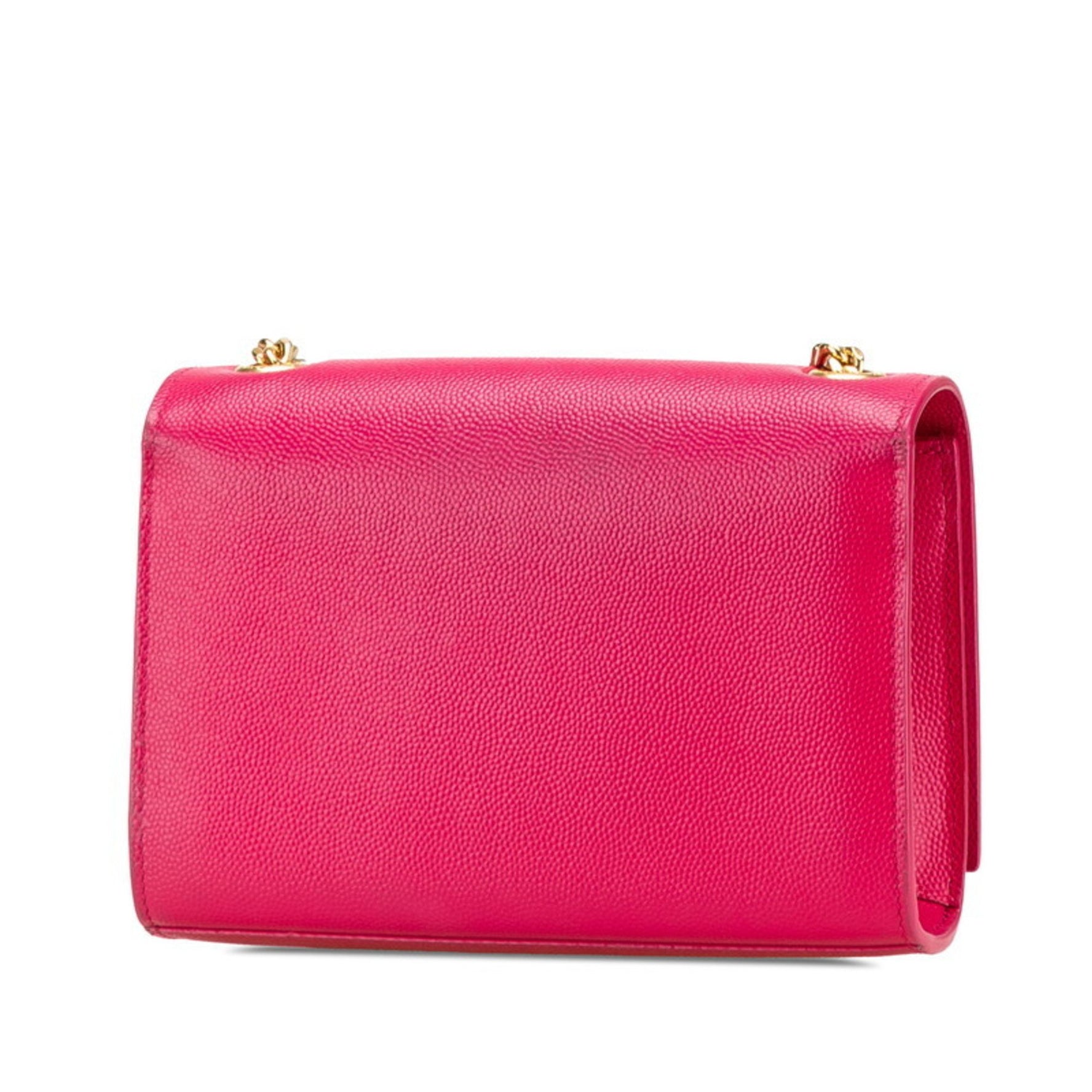 Saint Laurent YSL Logo Chain Shoulder Bag Gold Leather