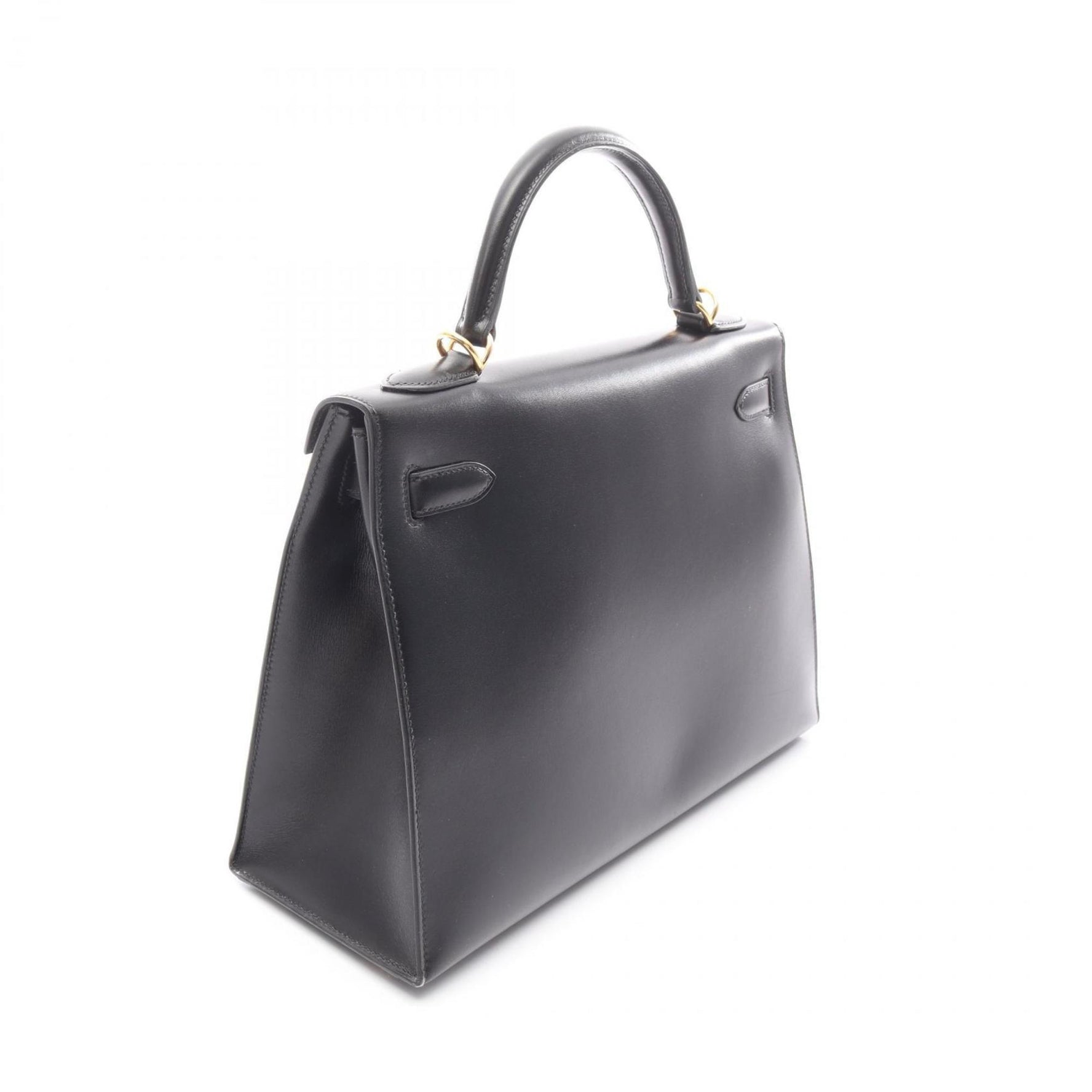 Hermes Hermès Kelly 32 handbag in calfskin box calf leather, black.