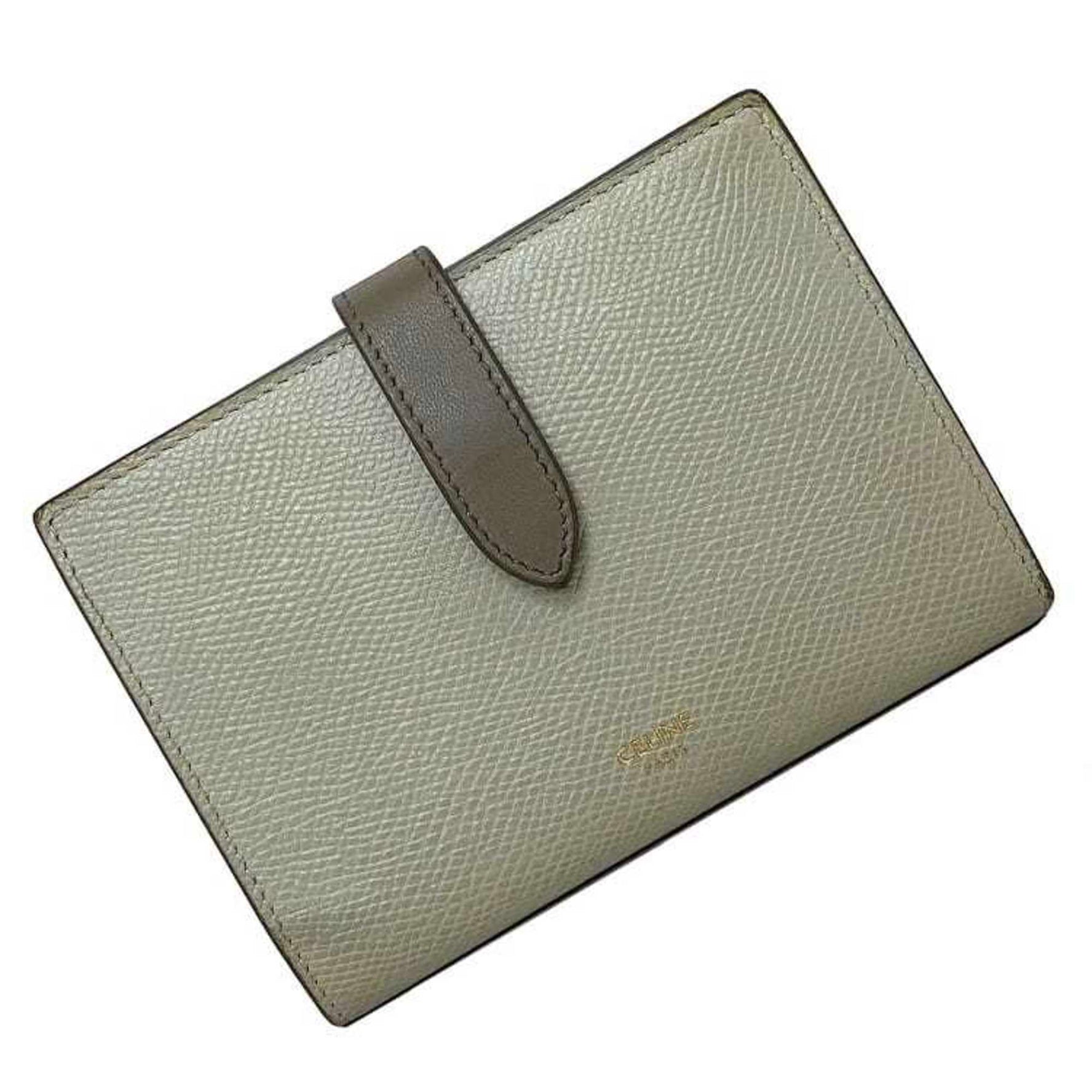 Celine wallet medium strap folio leather bicolor smoky color ladies