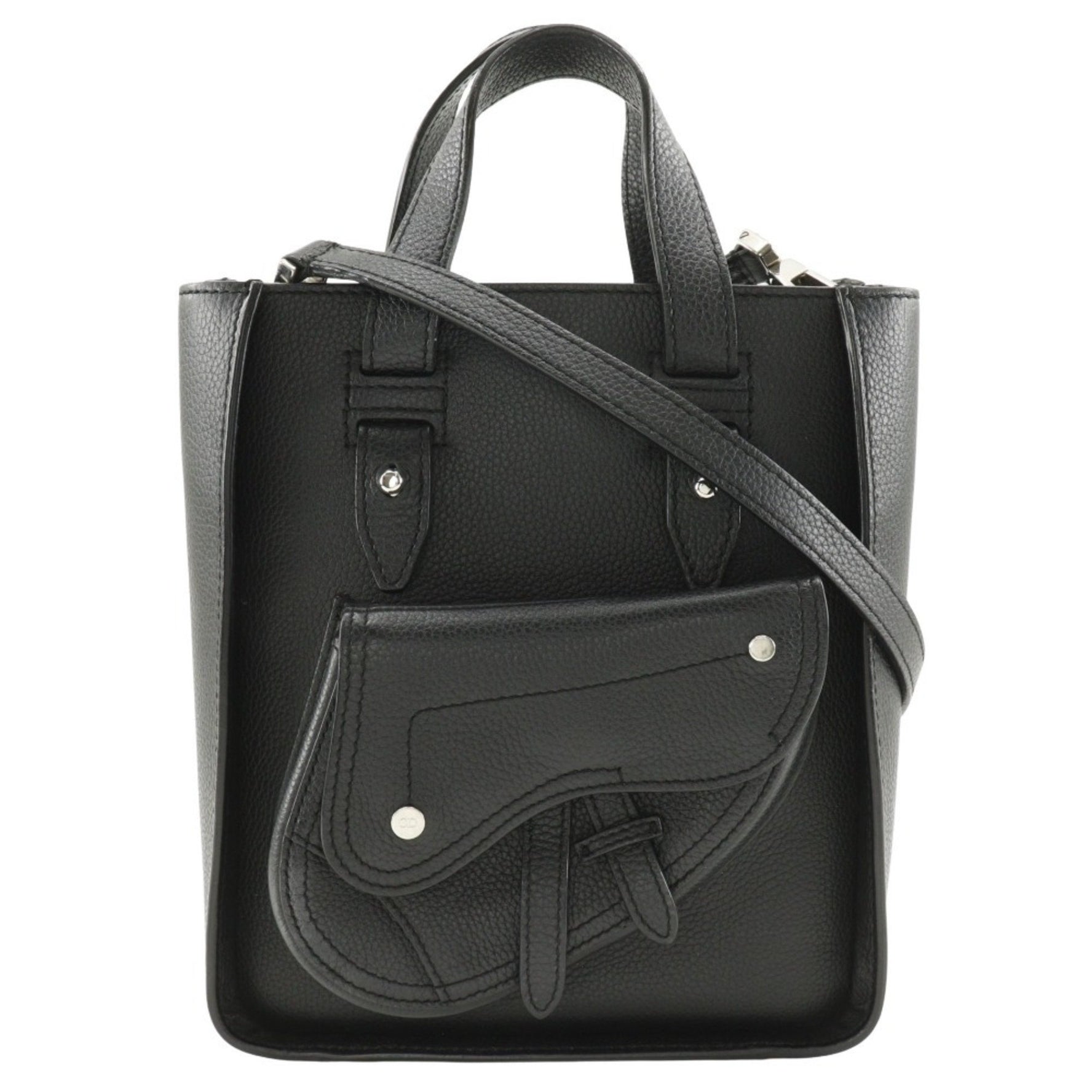 Christian Dior Saddle Mini Tote Handbag Shoulder Bag Calf Type