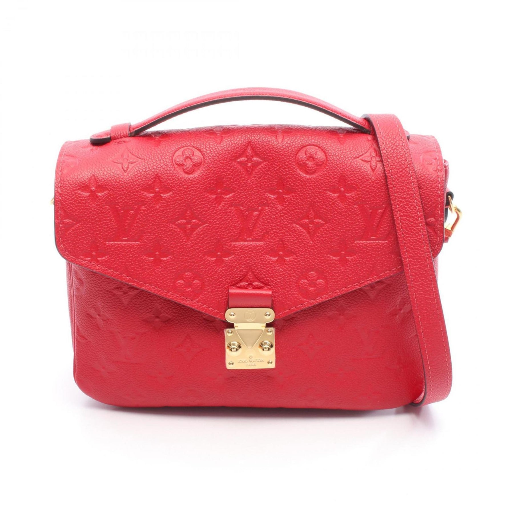 Louis Vuitton Pochette Metis MM Handbag in Monogram Empreinte Leather, Red