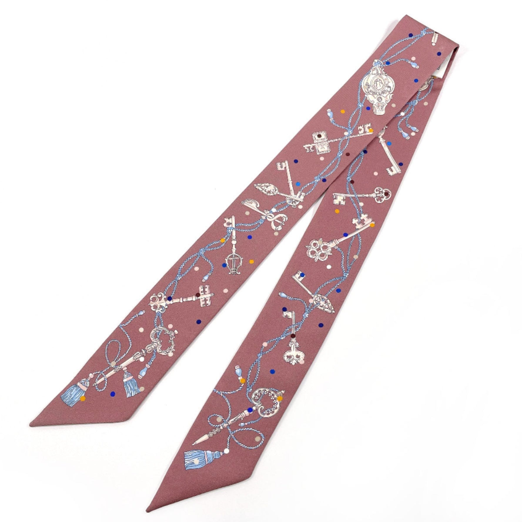 HERMES LES CLES A POIS Twilly Silk