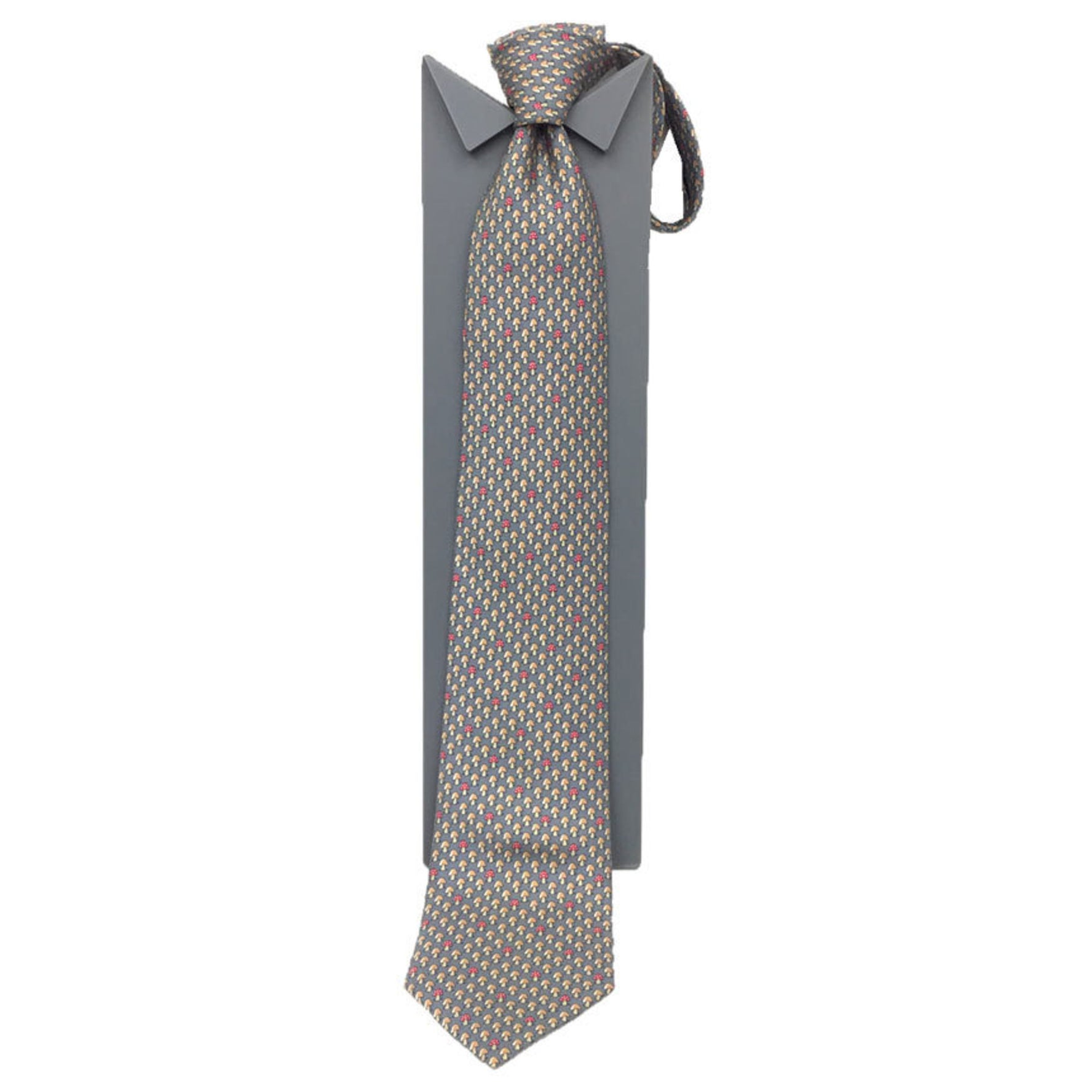 Hermes tie mushroom pattern silk grey