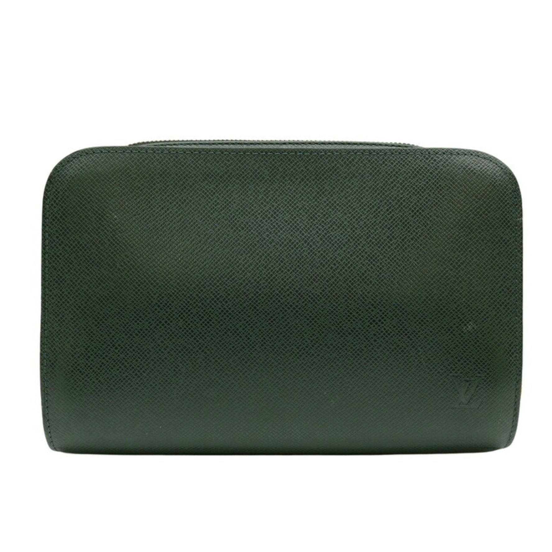 Louis Vuitton Taiga Baikal Second Bag Clutch Leather Esepia Green Dark