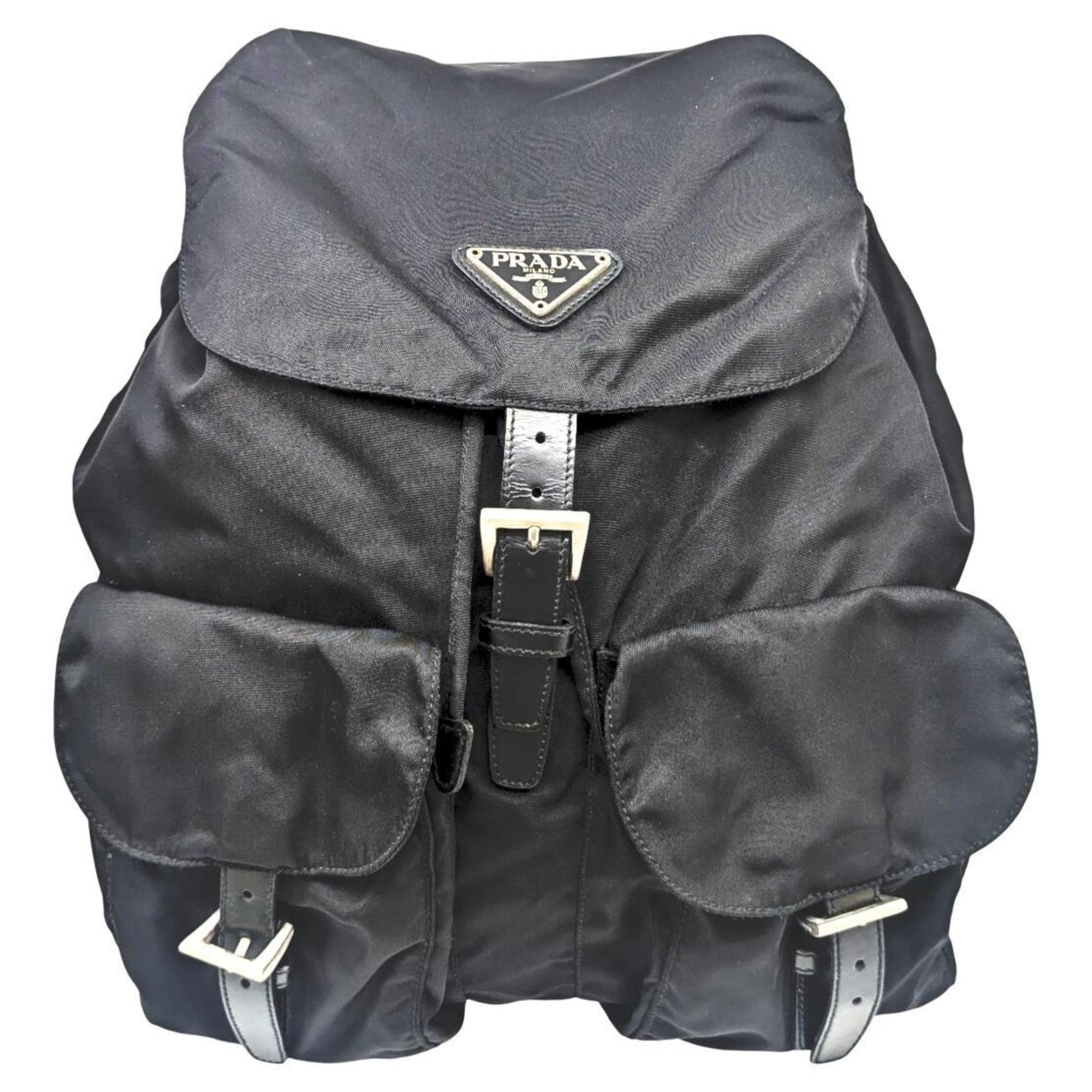 PRADA nylon backpack, with triangular plate, .
