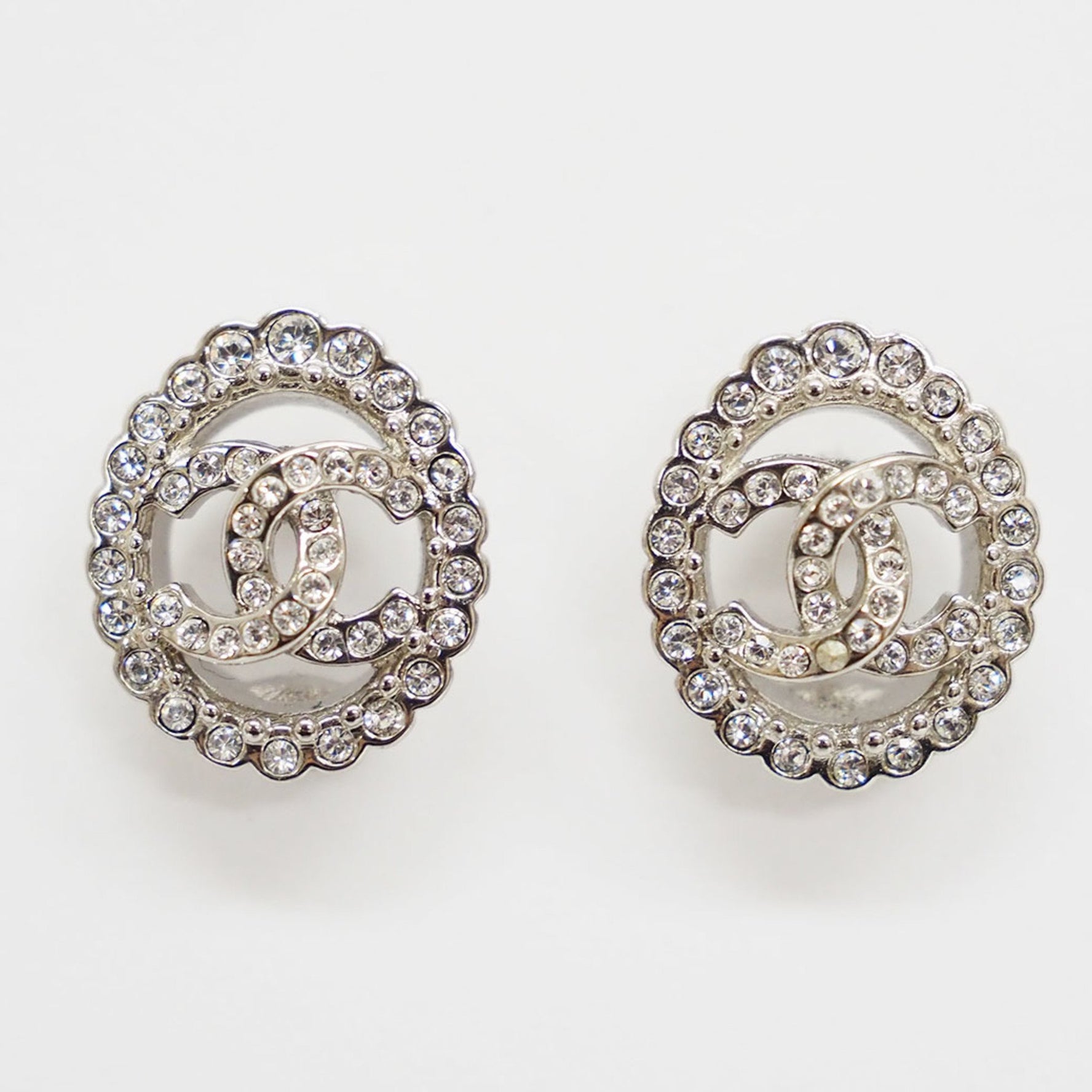 Chanel Oval Coco Stone Earrings Clear Light Gold