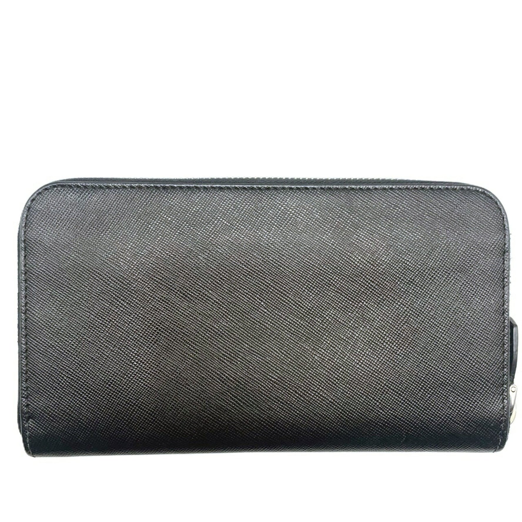 Prada Round Long Wallet Leather Triangle