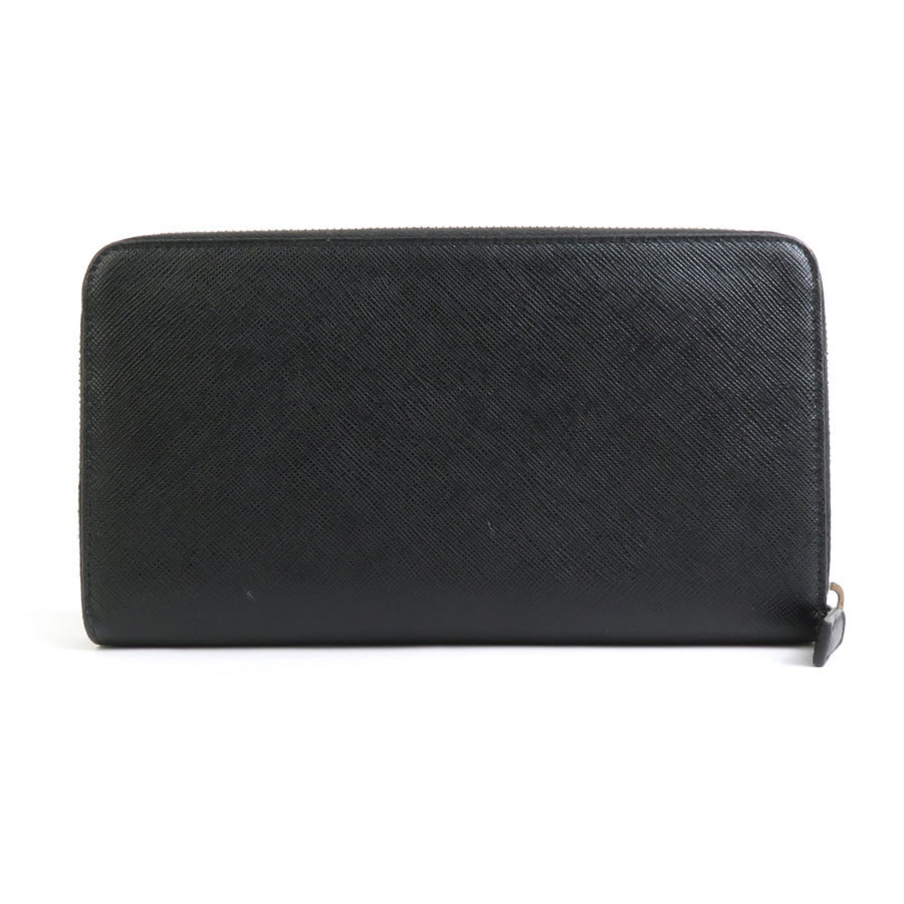 PRADA Round Long Wallet Zipper Organizer Leather