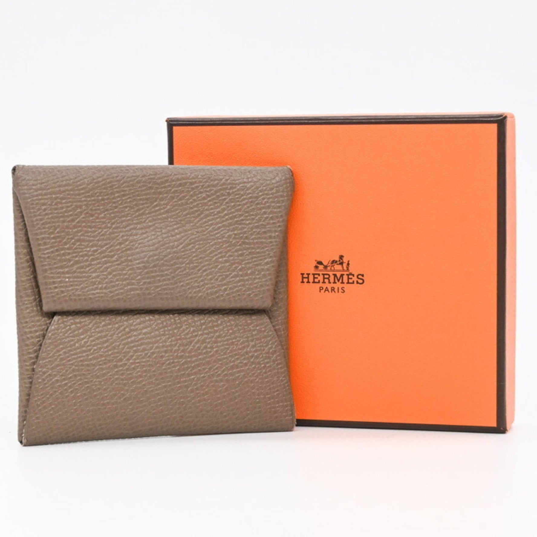 HERMES Bastia Wallet/Coin Purse, Epsom Leather, Greige #C