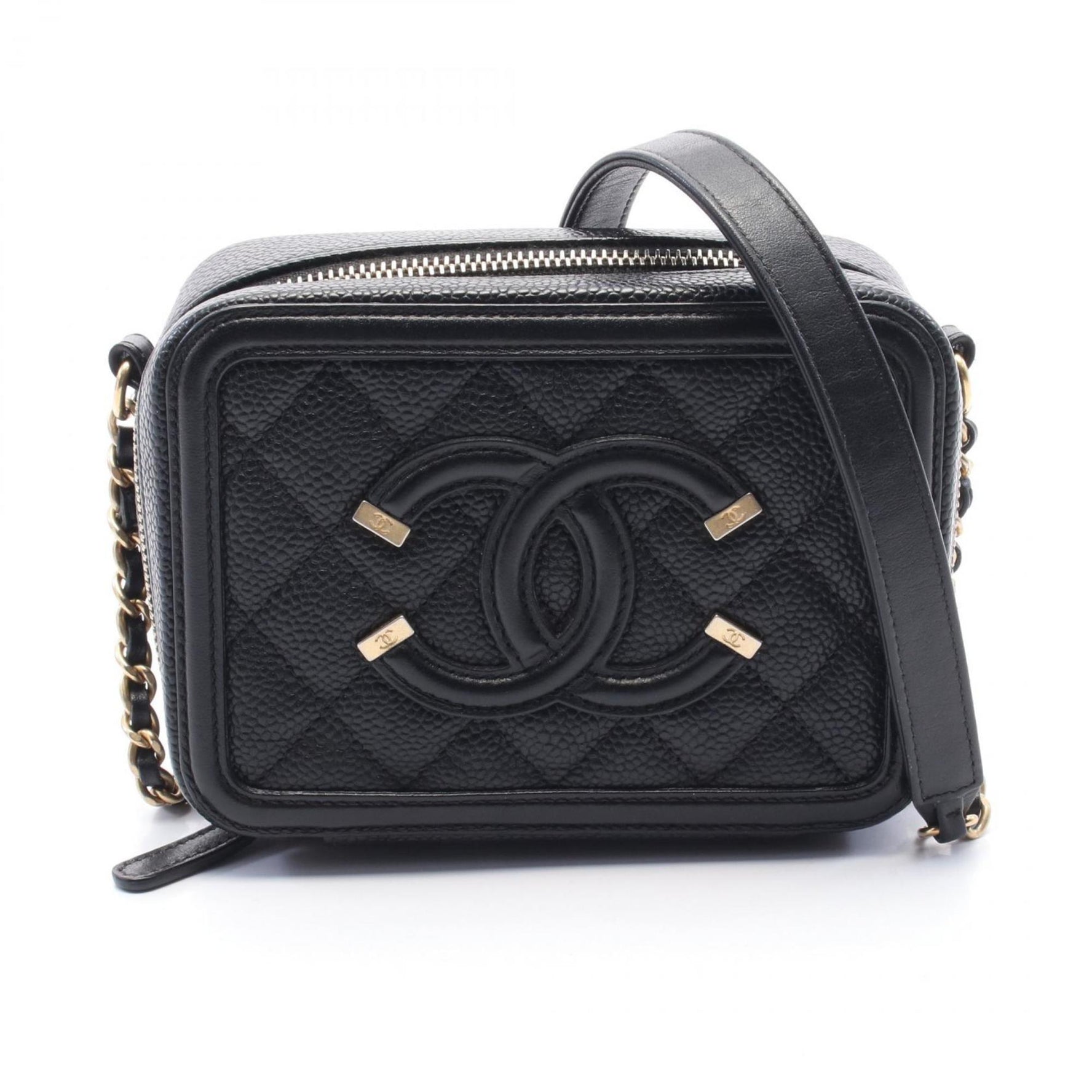 CHANEL CC Filigree Mini Vanity Shoulder Bag Caviar Skin (Grained Calf)