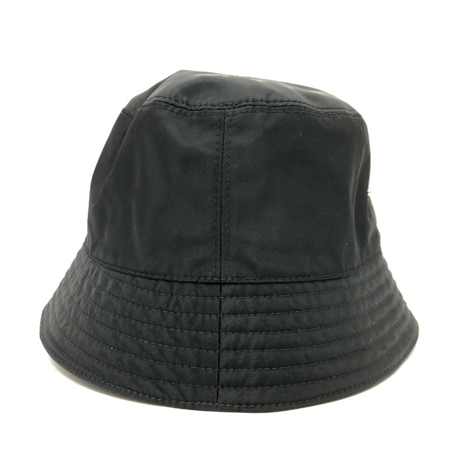 PRADA Triangle Bucket Hat, Nylon, Black