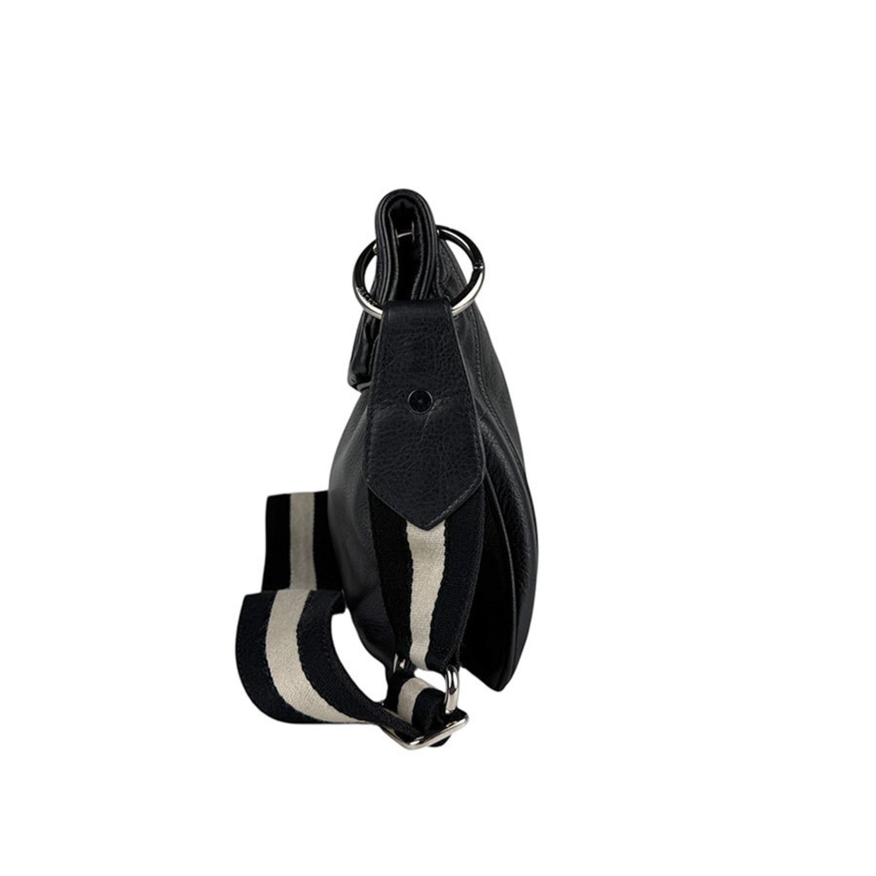 BALLY Shoulder Bag Leather Canvas Black Off-White Silver Men's
