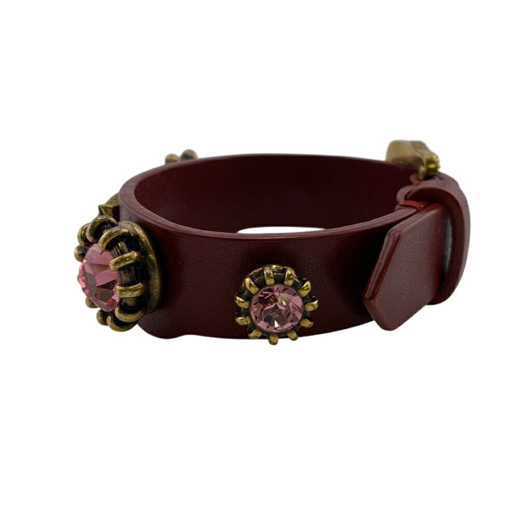 GUCCI Tiger Head Jeweled Bracelet Bangle Red
