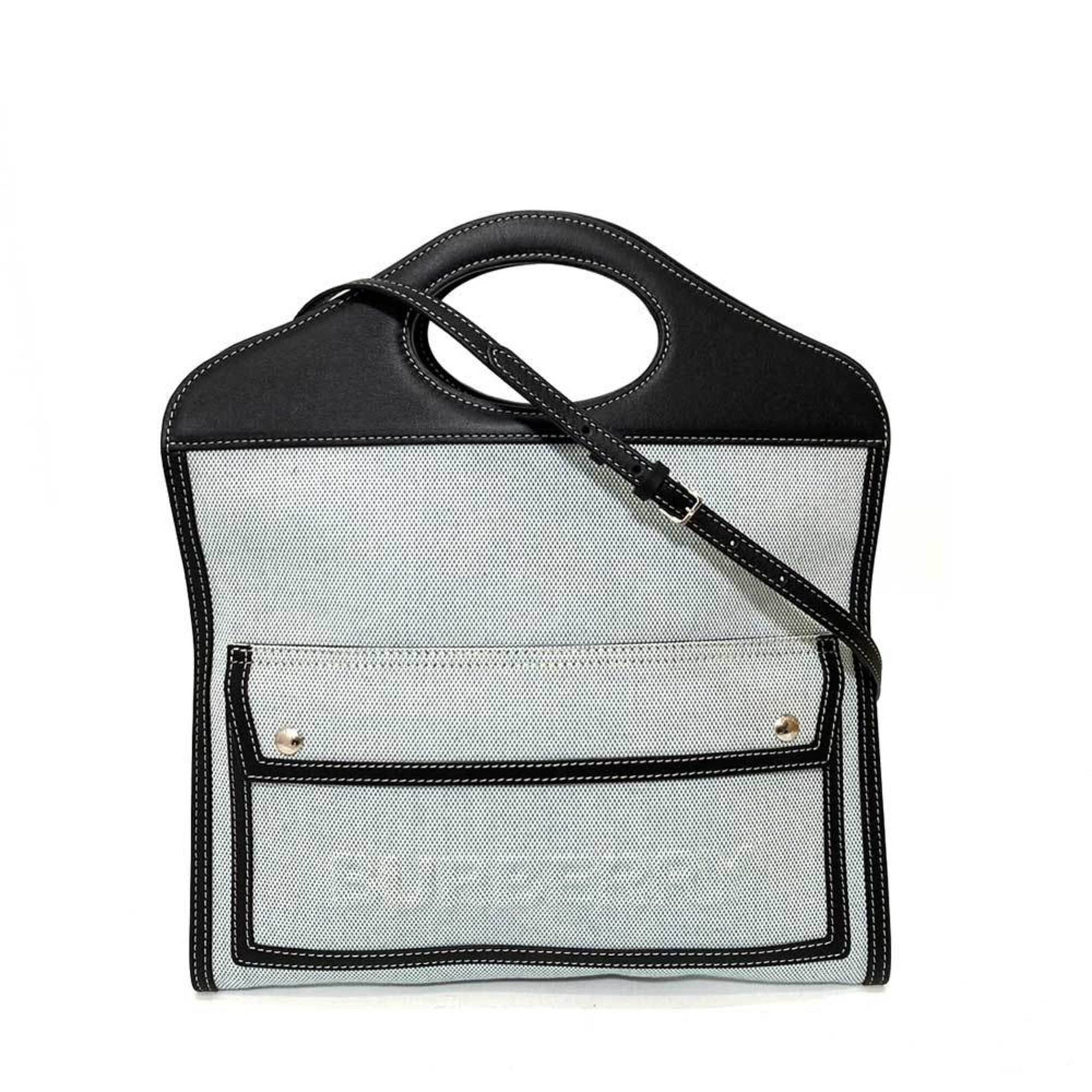 Burberry Bag Shoulder Navy x Blue Handbag Ladies Canvas Leather