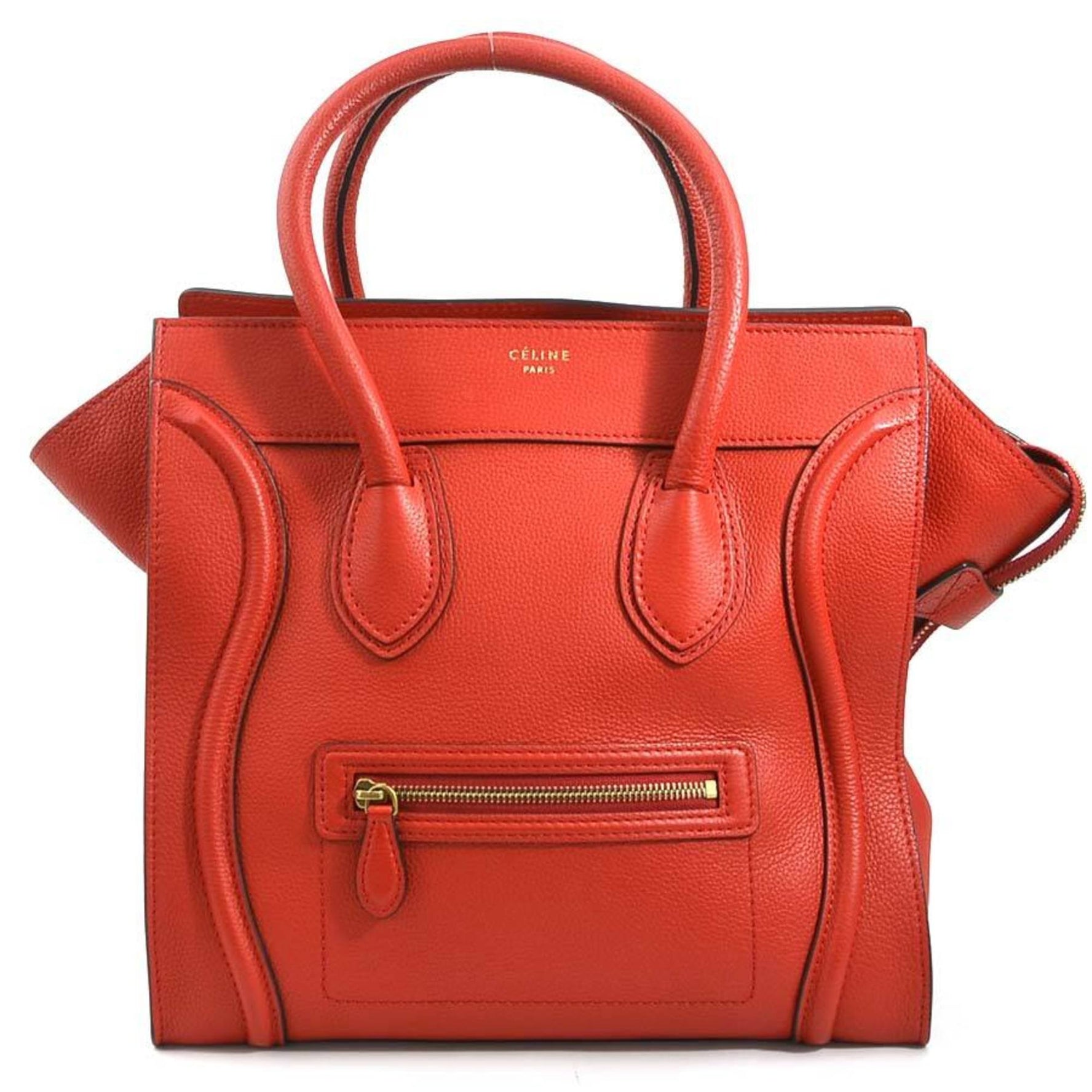 CELINE Handbag Luggage Shopper Leather Red