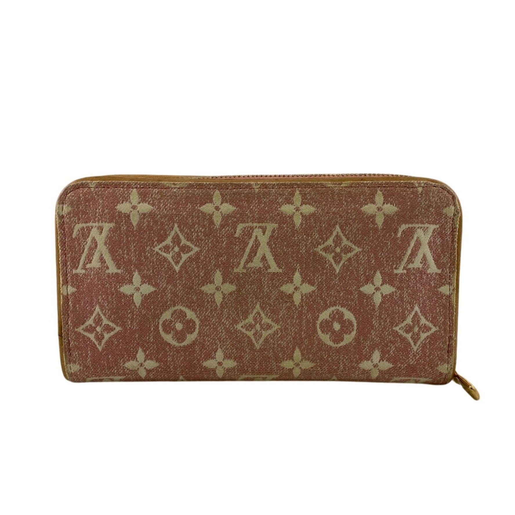 LOUIS VUITTON Denim Jacquard Zippy Wallet Monogram Long Pink