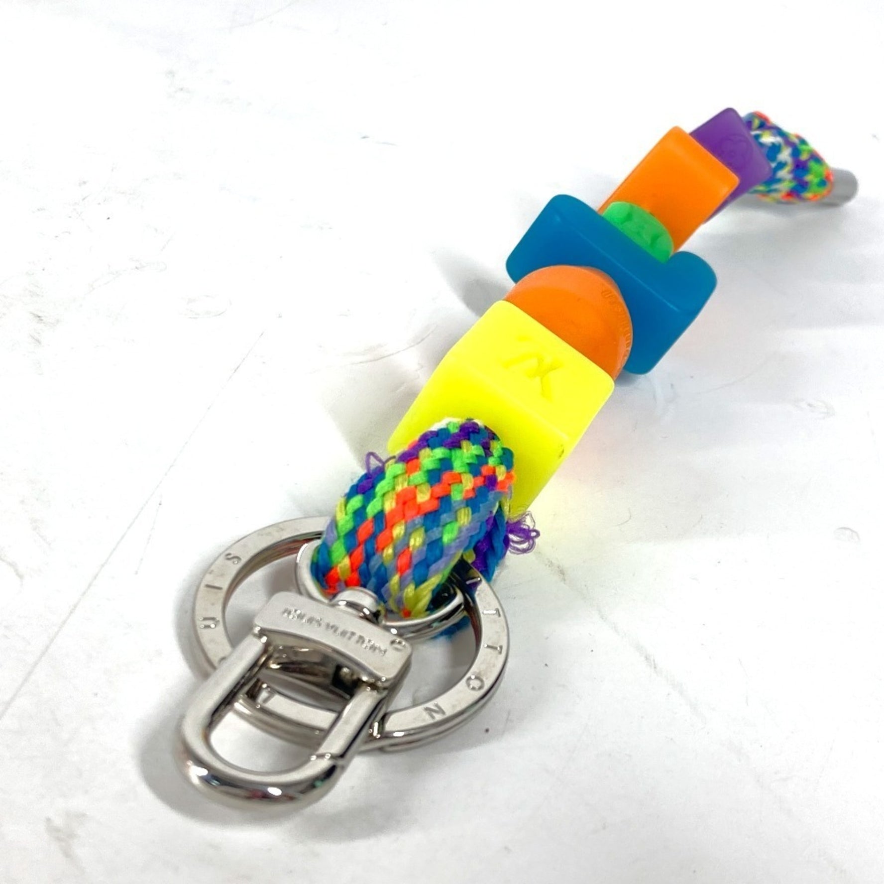 Louis Vuitton Porte Cle LV Play Key Ring Bag Charm Holder Plastic Metal Multicolor