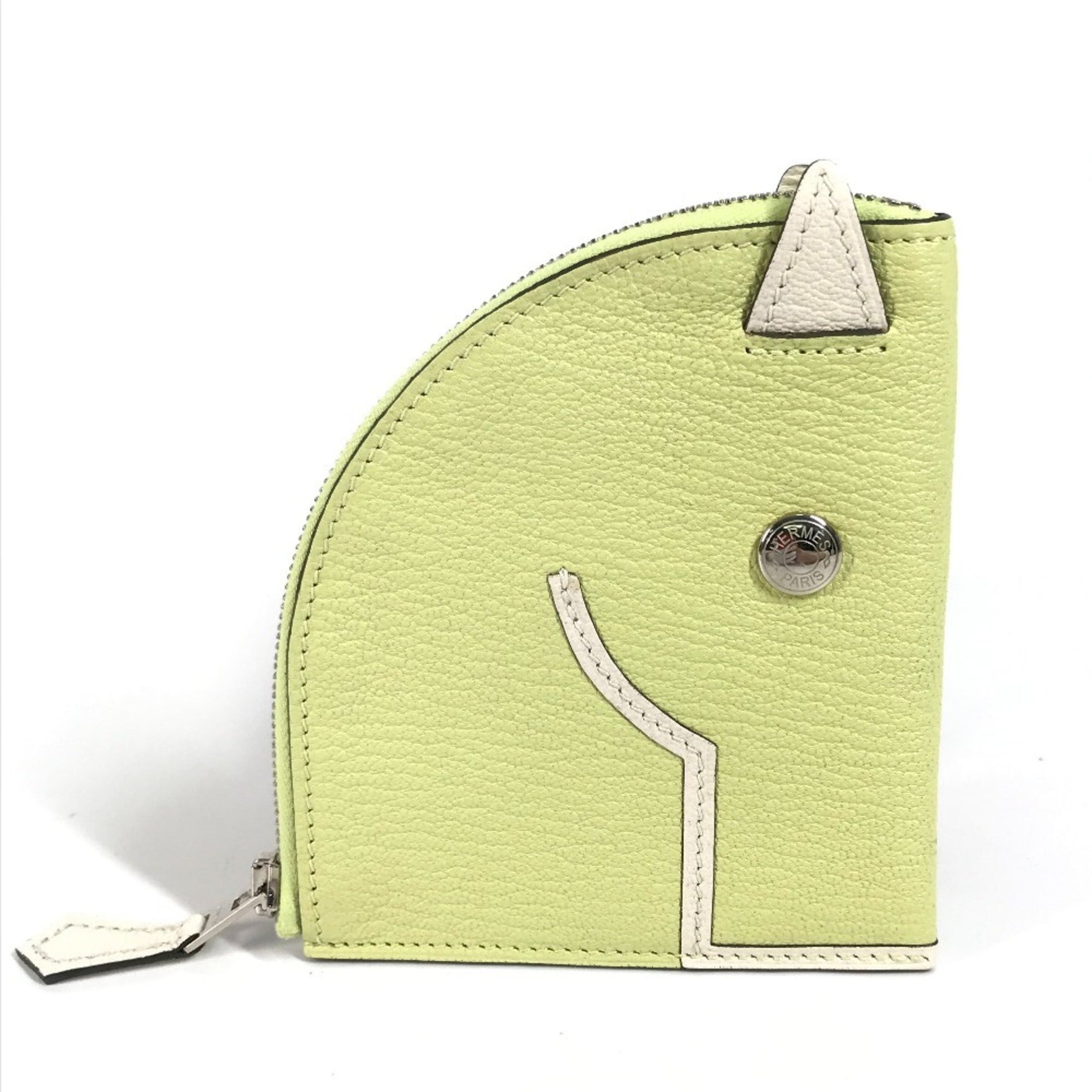 HERMES Horse Cheval Paddock Wallet Coin Purse Wallet/Coin Case Chevre Jaune Bourgeon Nata Like New