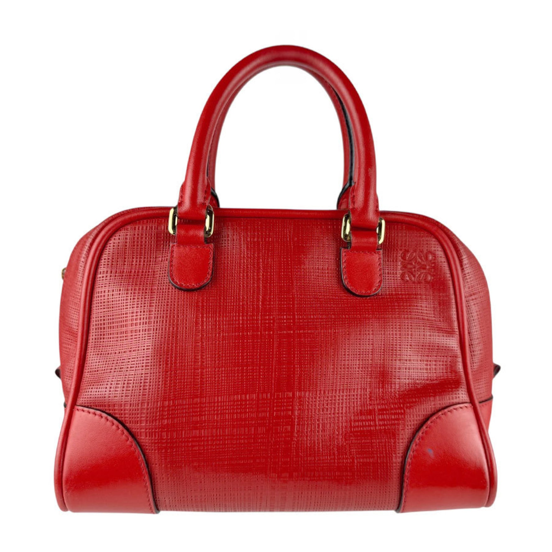 LOEWE Amazona 75 Leather Shoulder Bag in Red and Gold