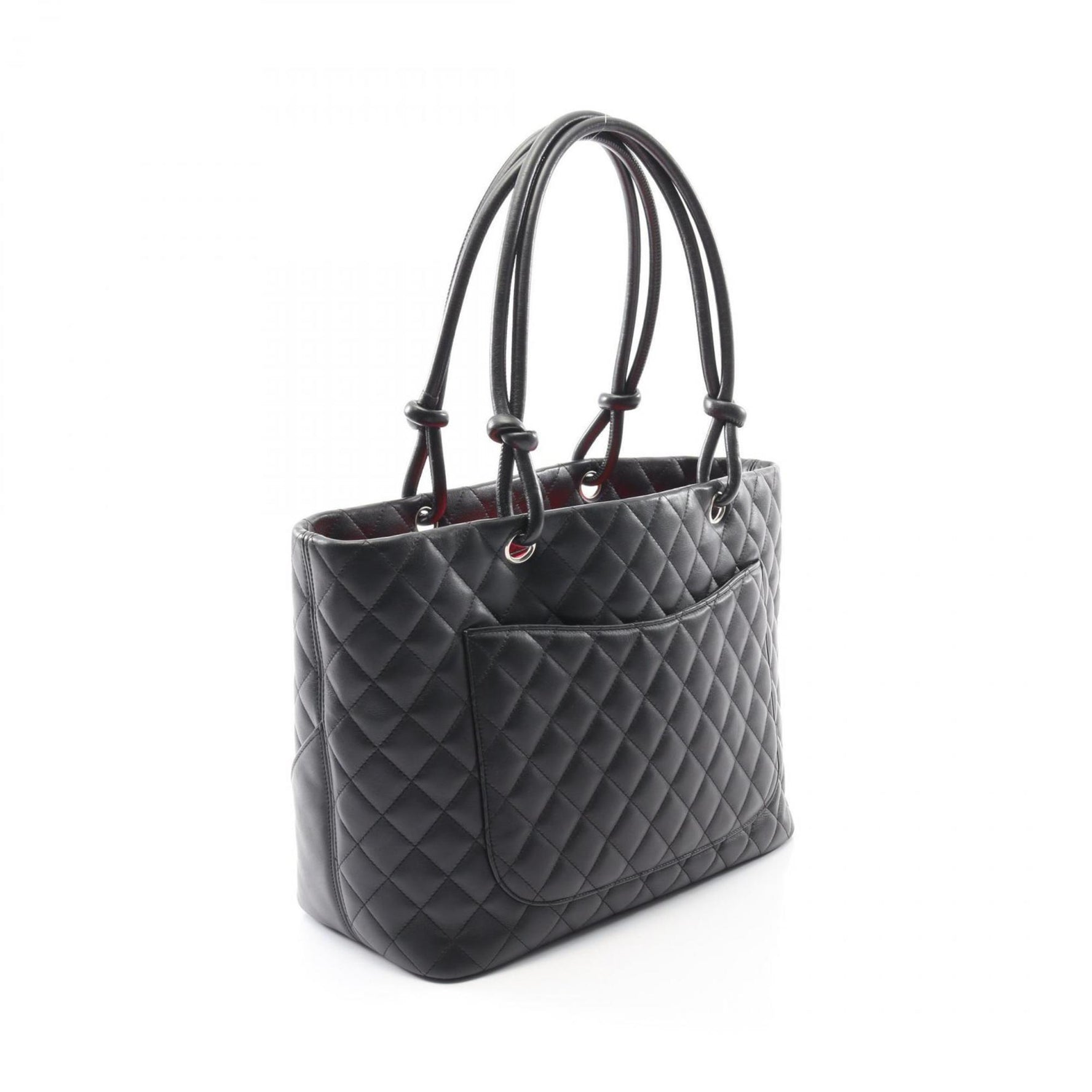 CHANEL Cambon Line Large Tote Bag, Lambskin Leather, Black and White