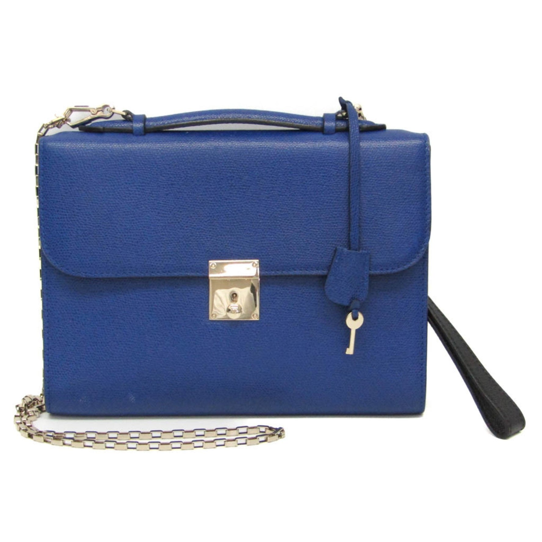 Valextra Chain Shoulder Bag Women's Leather Clutch Bag,Shoulder Bag Blue