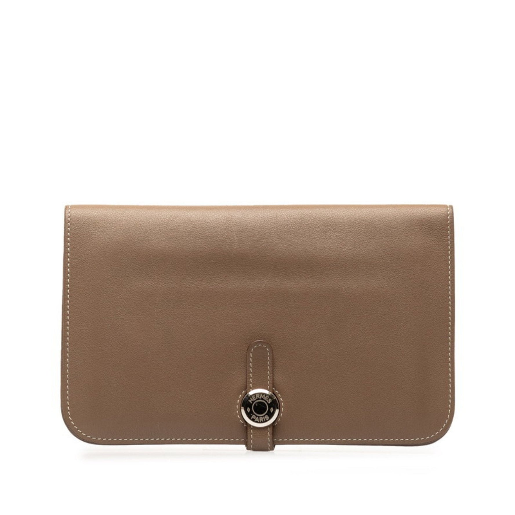 Hermes Dogon GM Long Wallet Etoupe Silver Swift