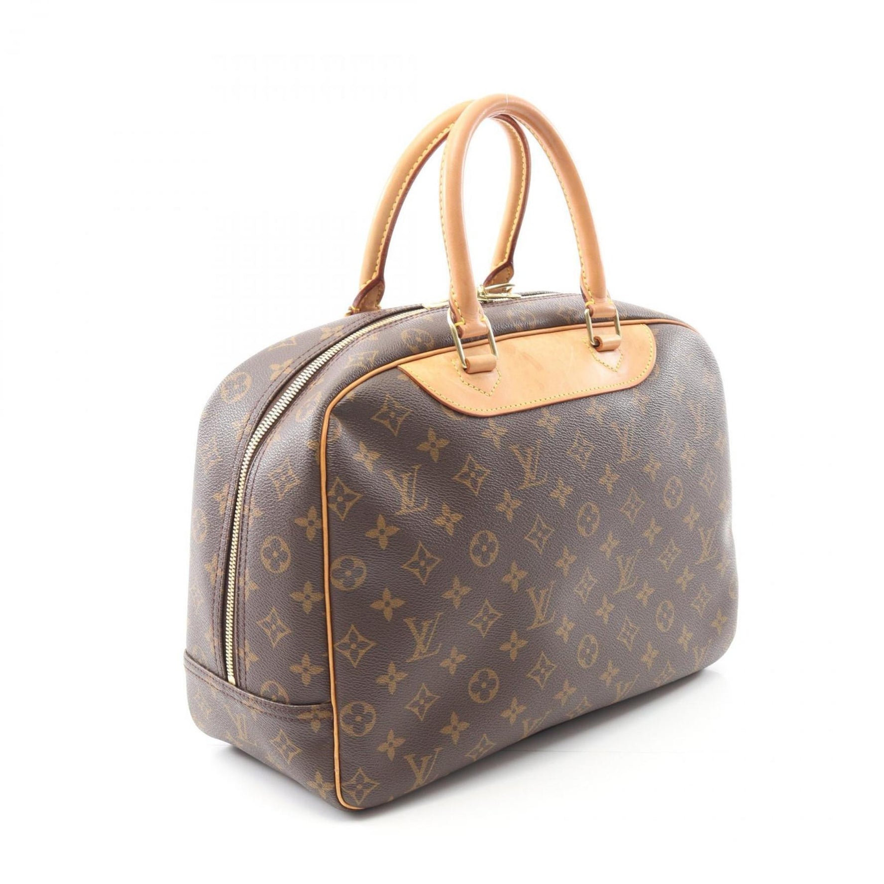 Louis Vuitton Deauville Bowling Vanity Handbag in Coated Canvas and Leather with Monogram Design, Brown