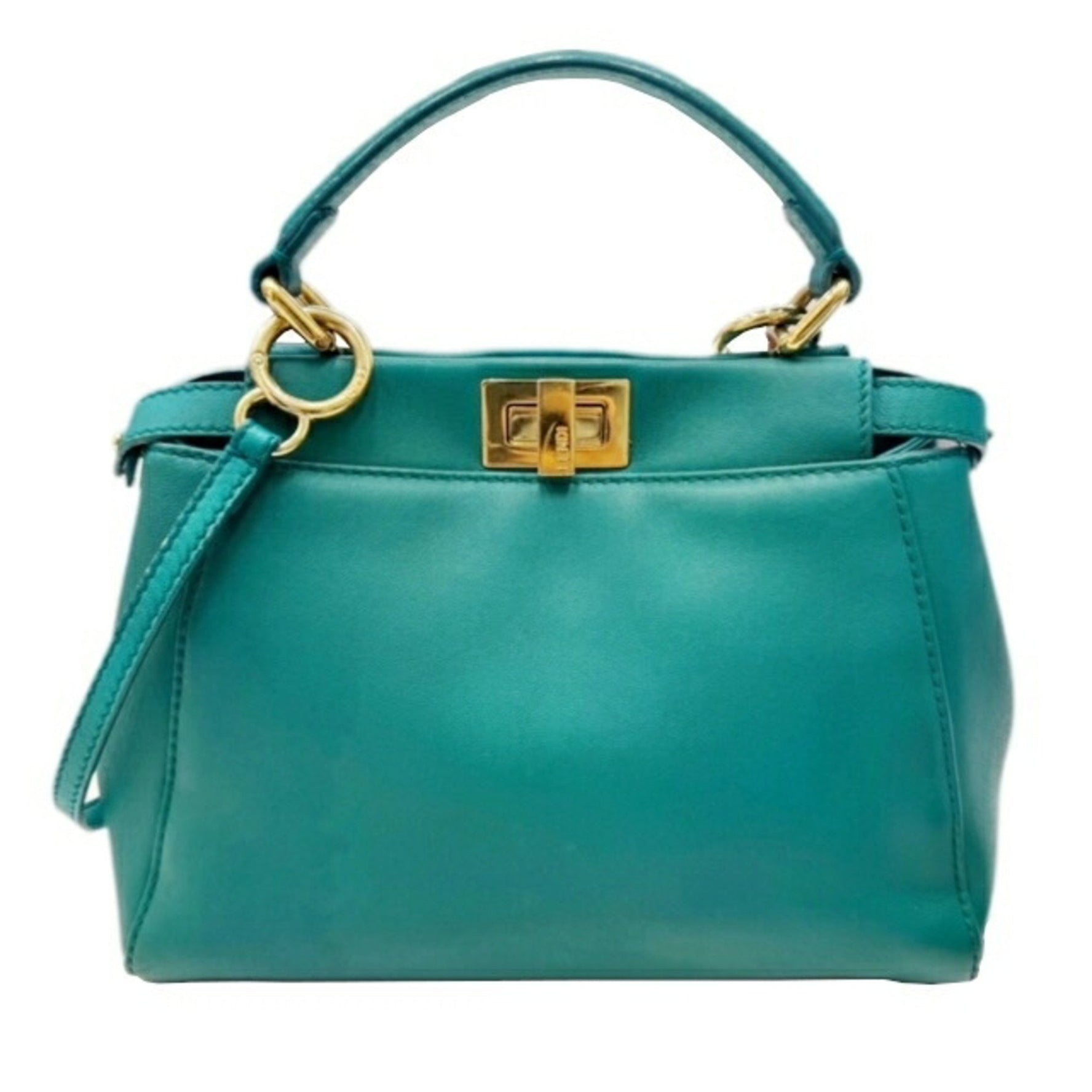 FENDI Peekaboo Leather Shoulder Bag Handbag Ladies