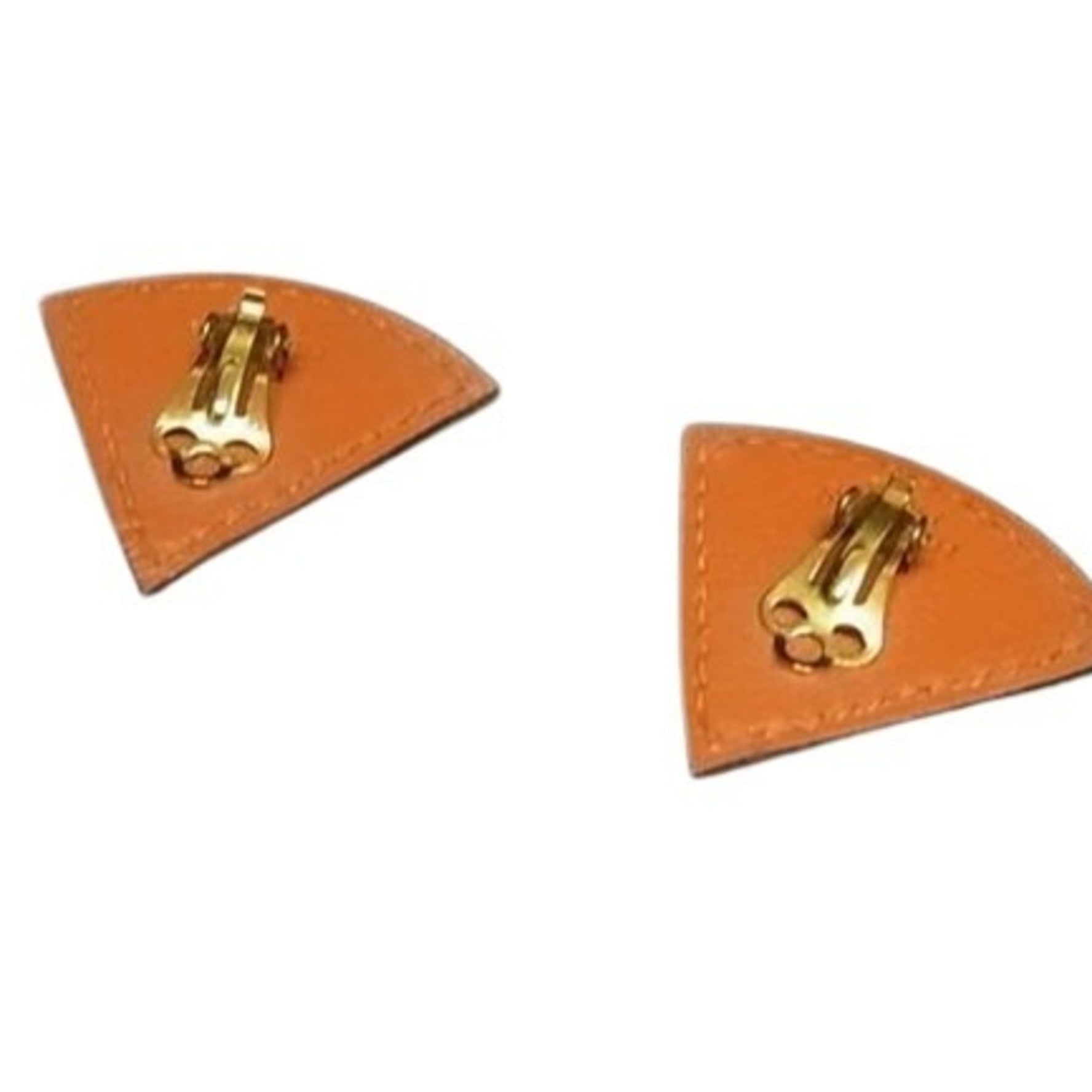 HERMES Triangle Clip-on Earrings - Leather Fan-Shaped with C Stamp