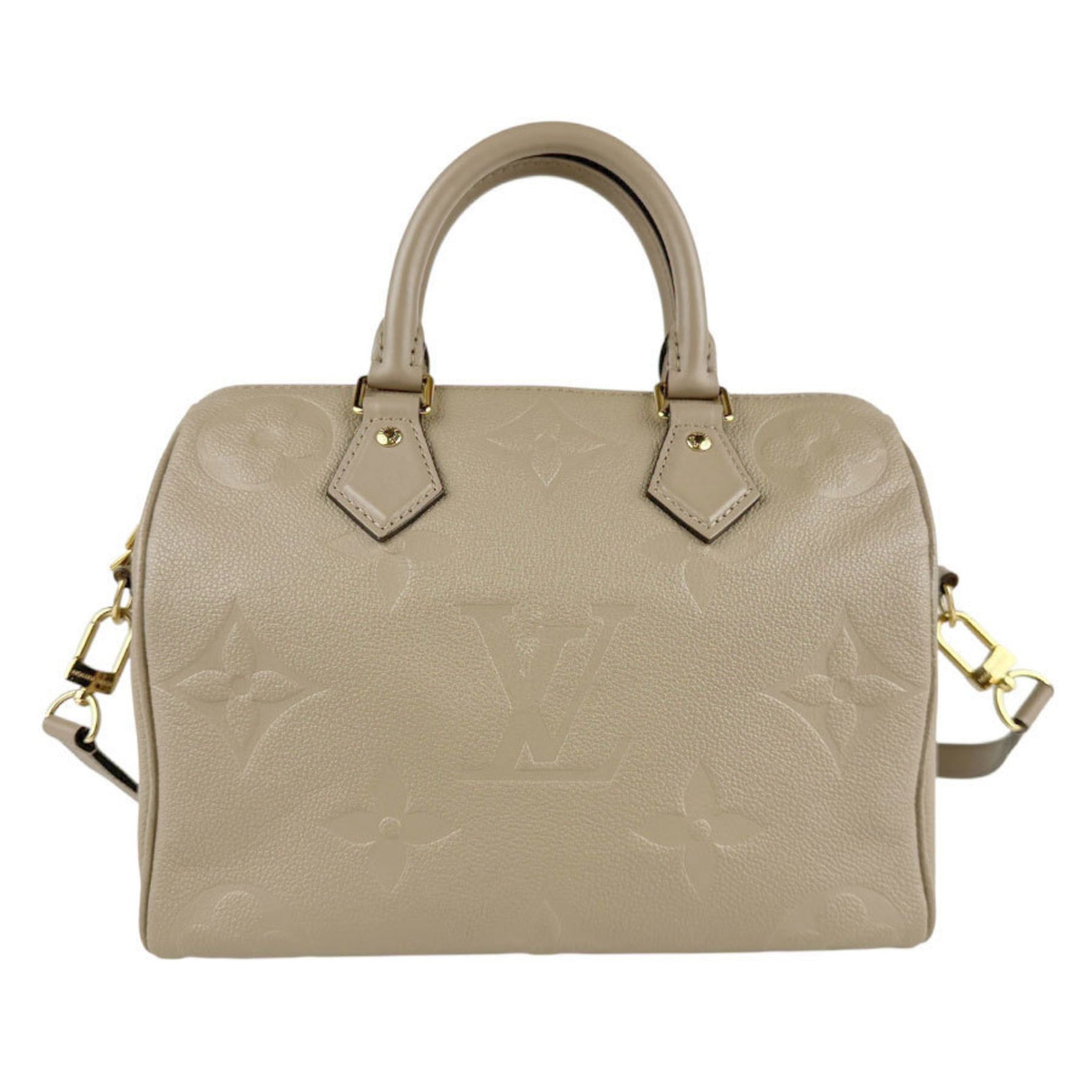 Louis Vuitton Monogram Empreinte Speedy Bandouliere 25 Handbag Shoulder Bag in Greige and Gold