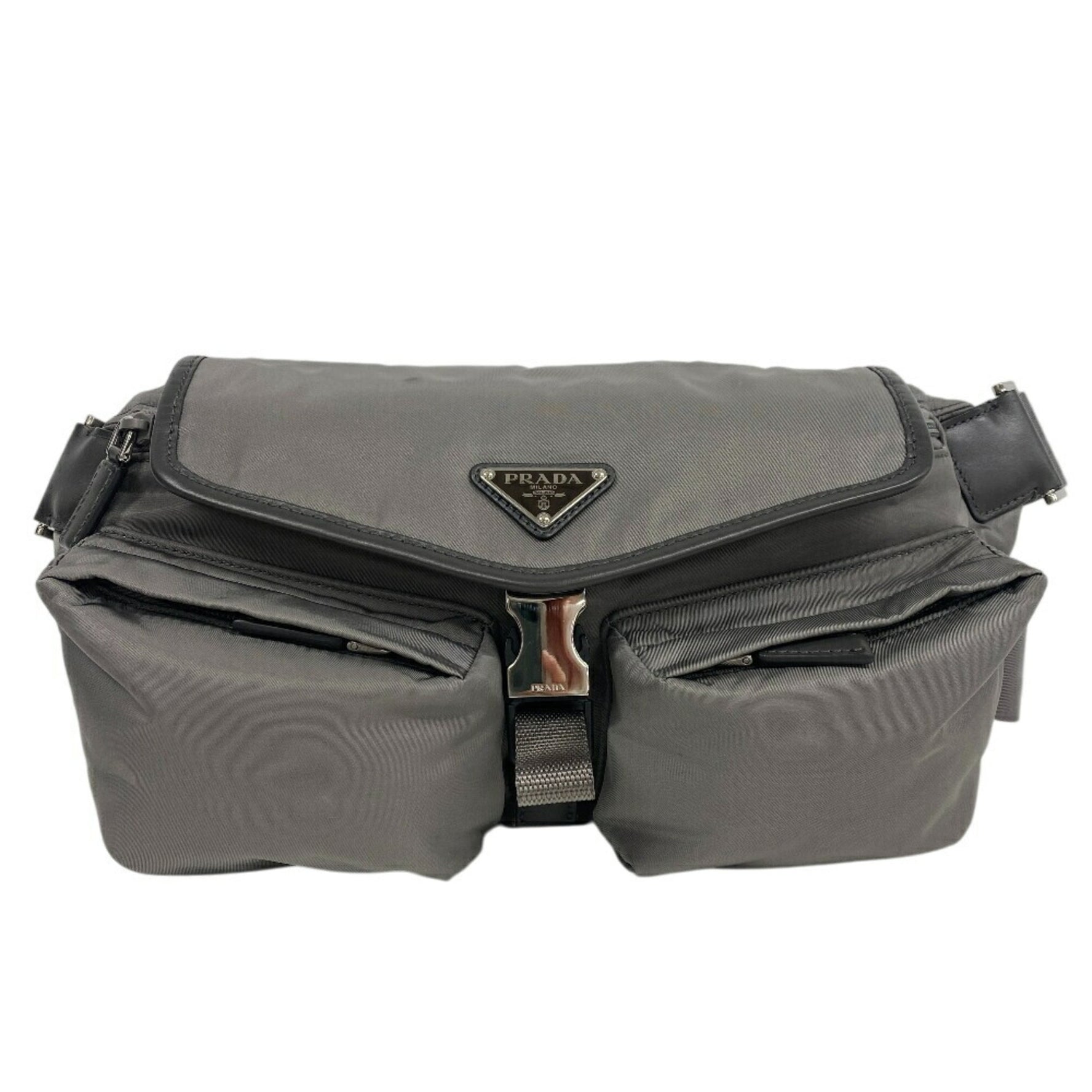 PRADA Re-Nylon Body Bag, Shoulder Waist Pouch, Grey, Unisex