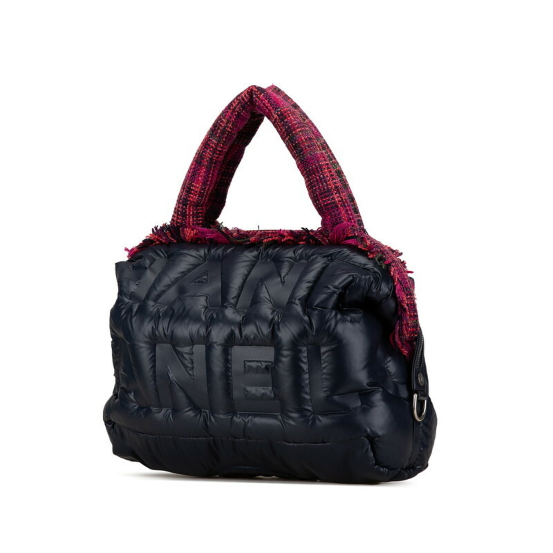 Chanel Doudone Coconneige Embossed Handbag Shoulder Bag Navy Pink Nylon Wool