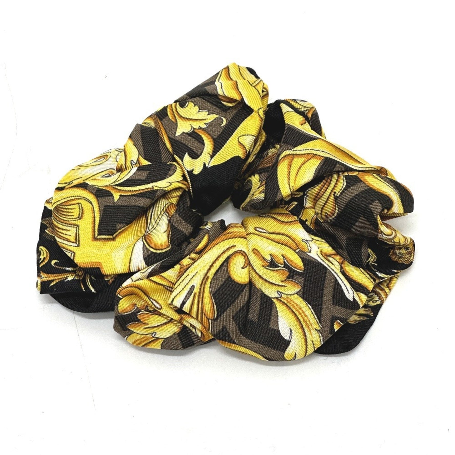 FENDI Versace collaboration Fendace Hair Tie Zucca Scrunchie Silk Black