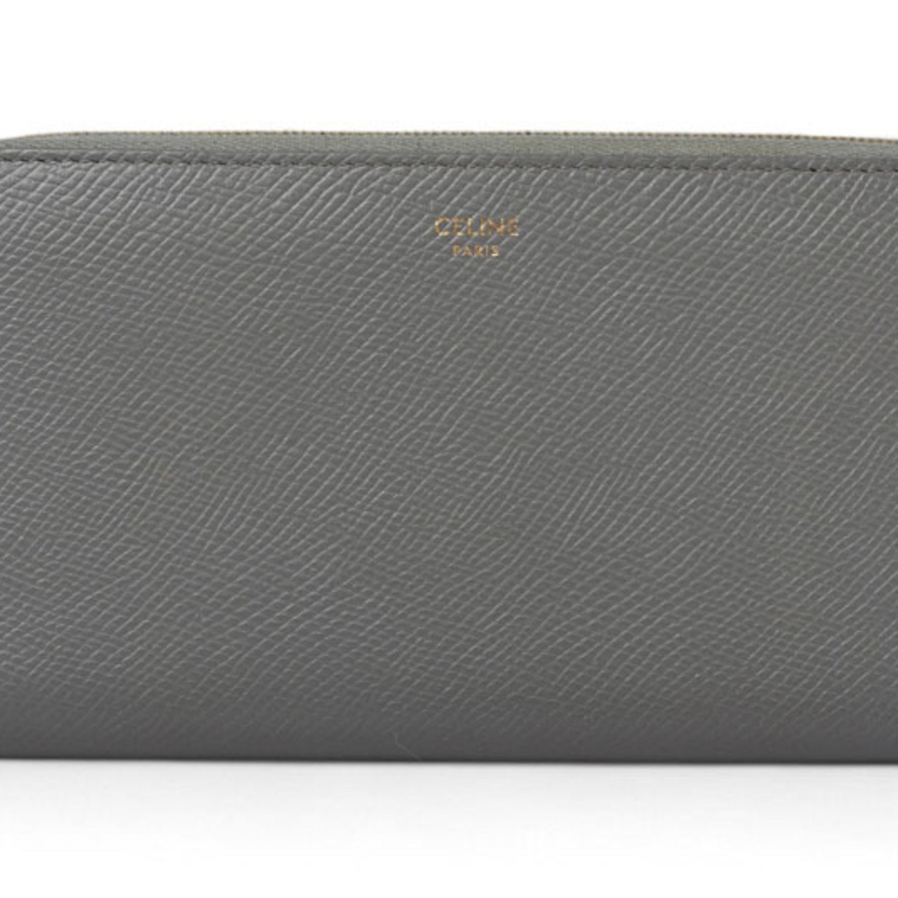 CELINE Wallet Long Large Zip Calfskin Grey
