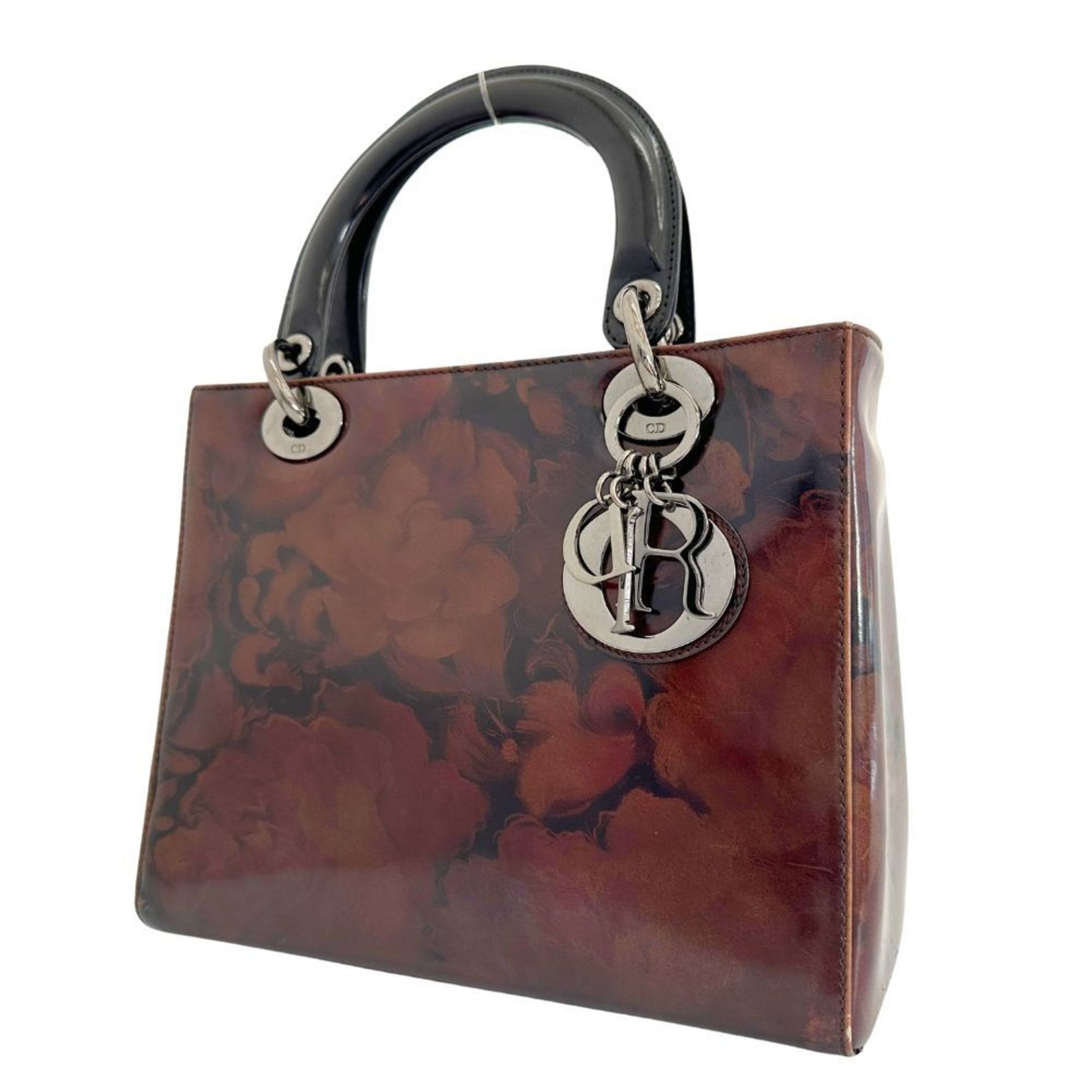 Christian Dior Lady Handbag Patent Leather Made in Italy Zipper Ladies