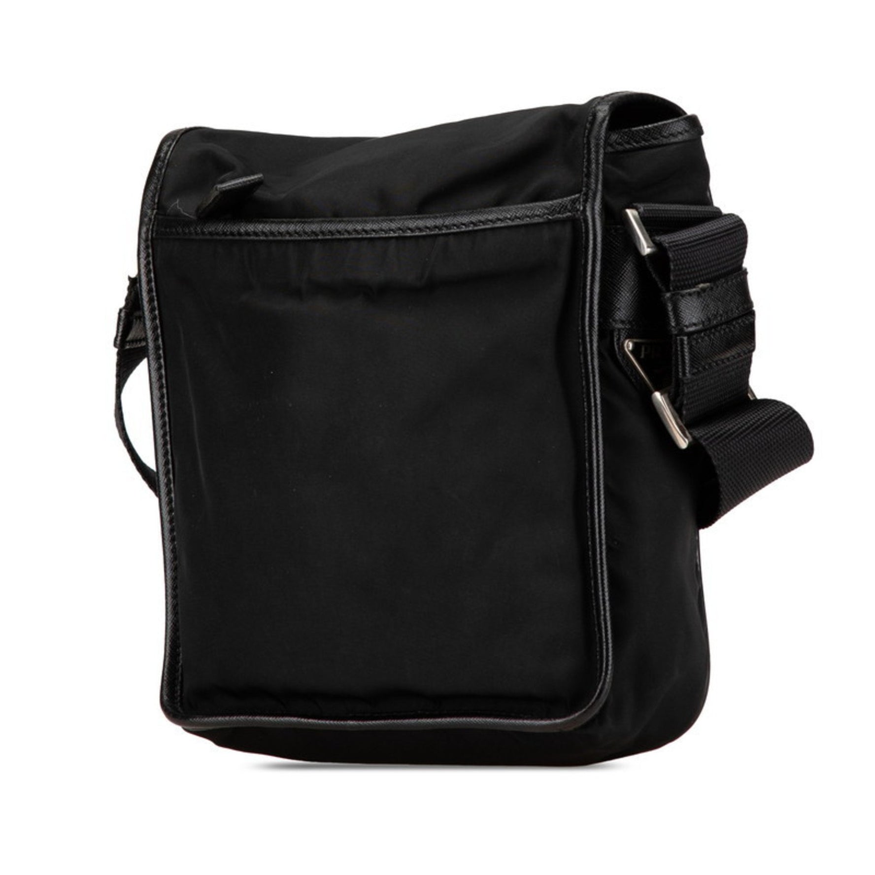 Prada Triangle Logo Plate Shoulder Bag Messenger Nylon Leather