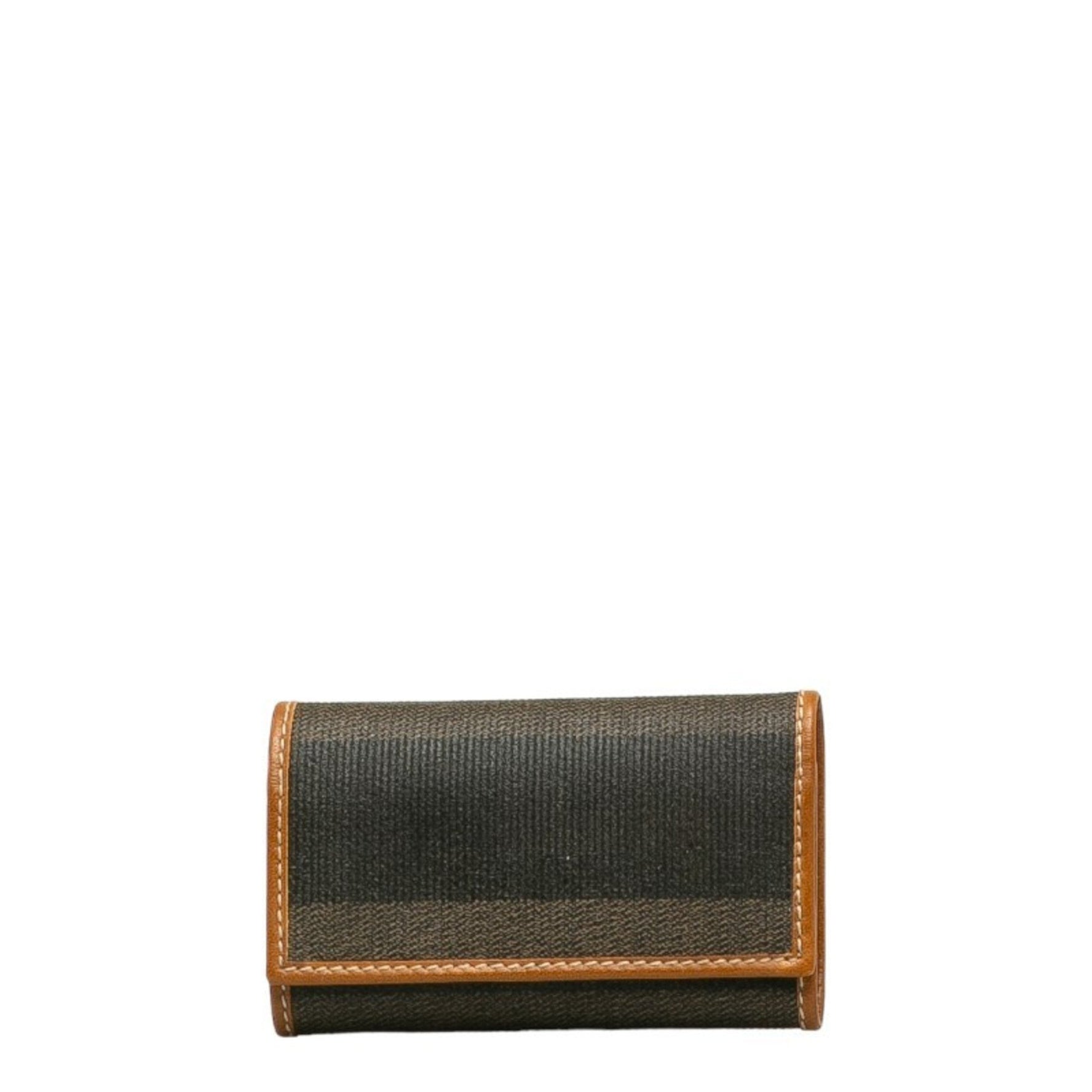 FENDI PECAN key case holder black brown PVC leather