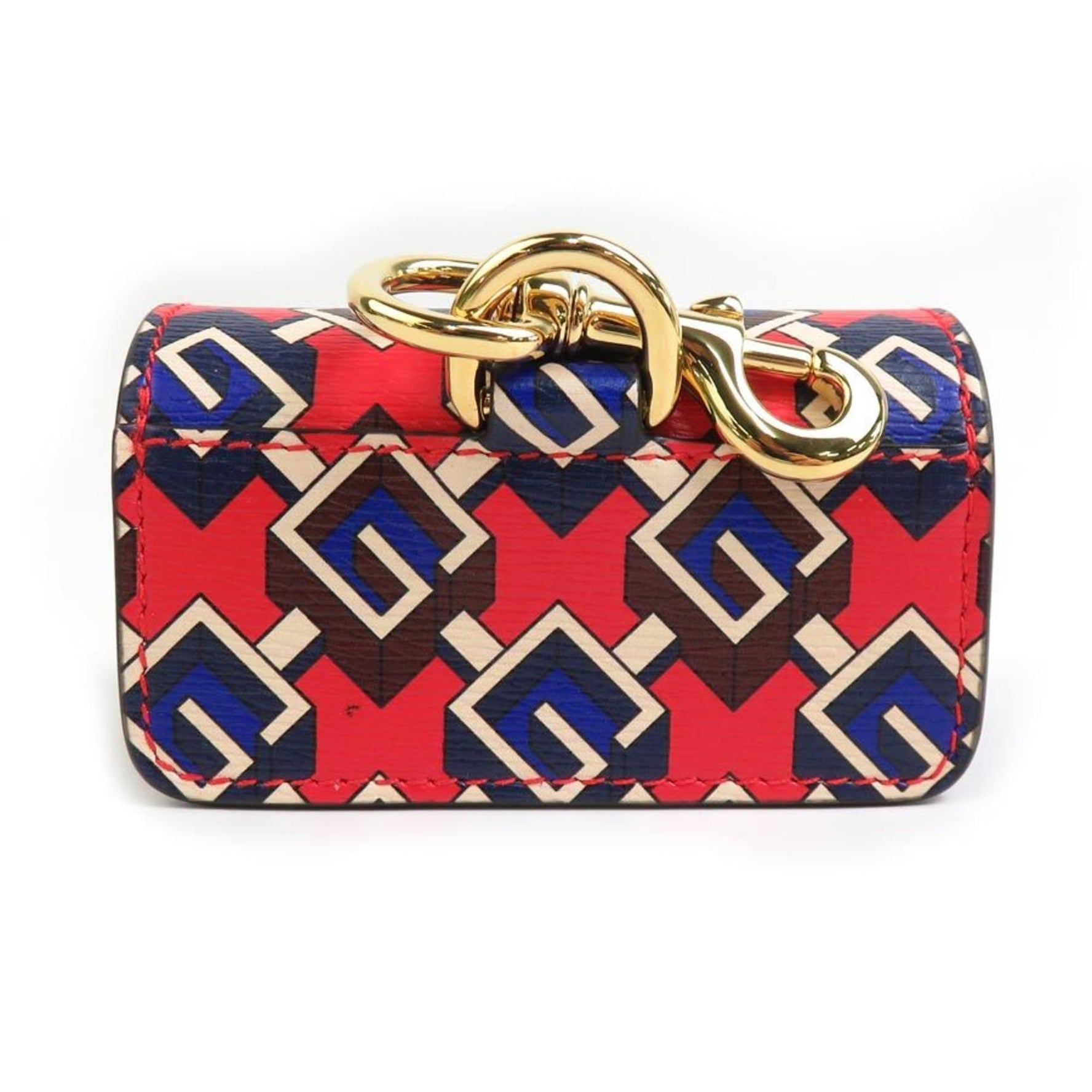GUCCI Etiquette Bag Holder Leather Red Multicolor Gold Men Women