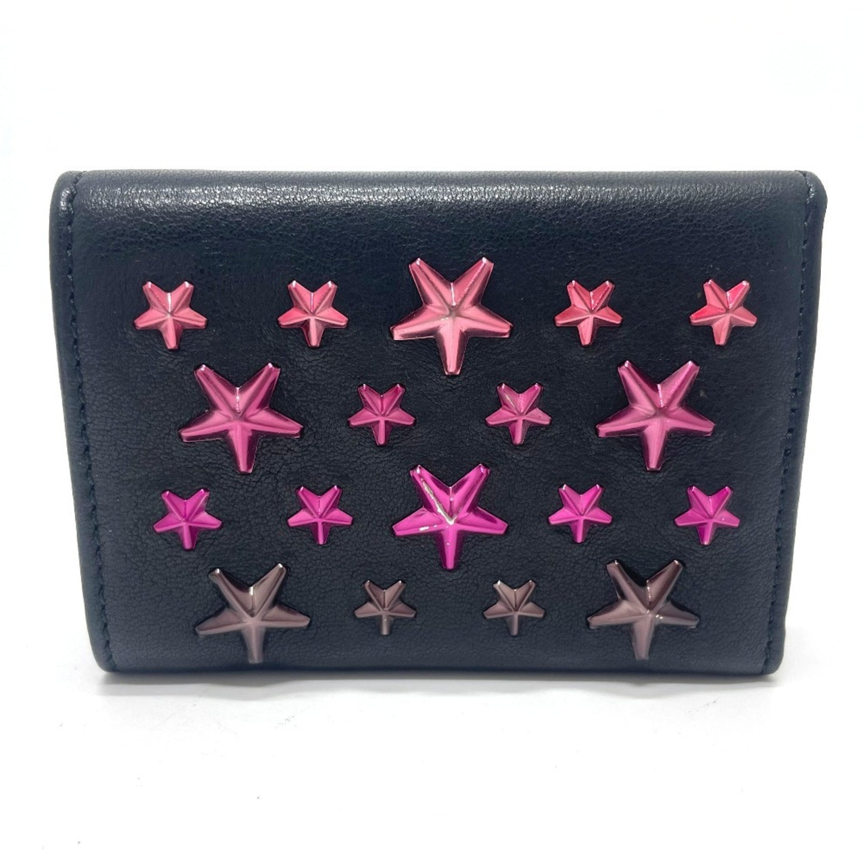 Jimmy Choo Star Stud Wallet, Compact Mini Tri-fold Leather