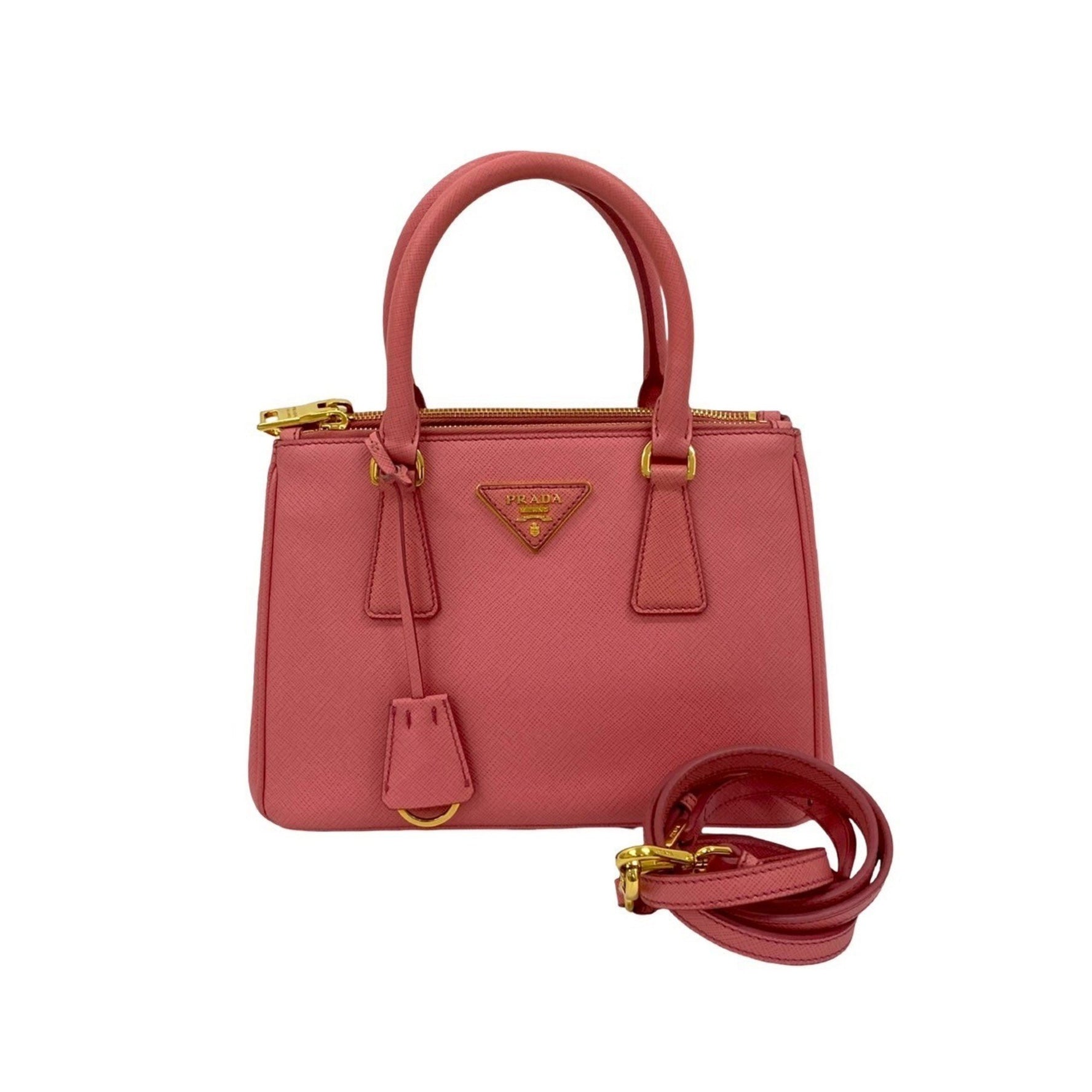 PRADA Galleria Mini Triangle Logo Hardware Saffiano Leather Handbag/Shoulder Bag