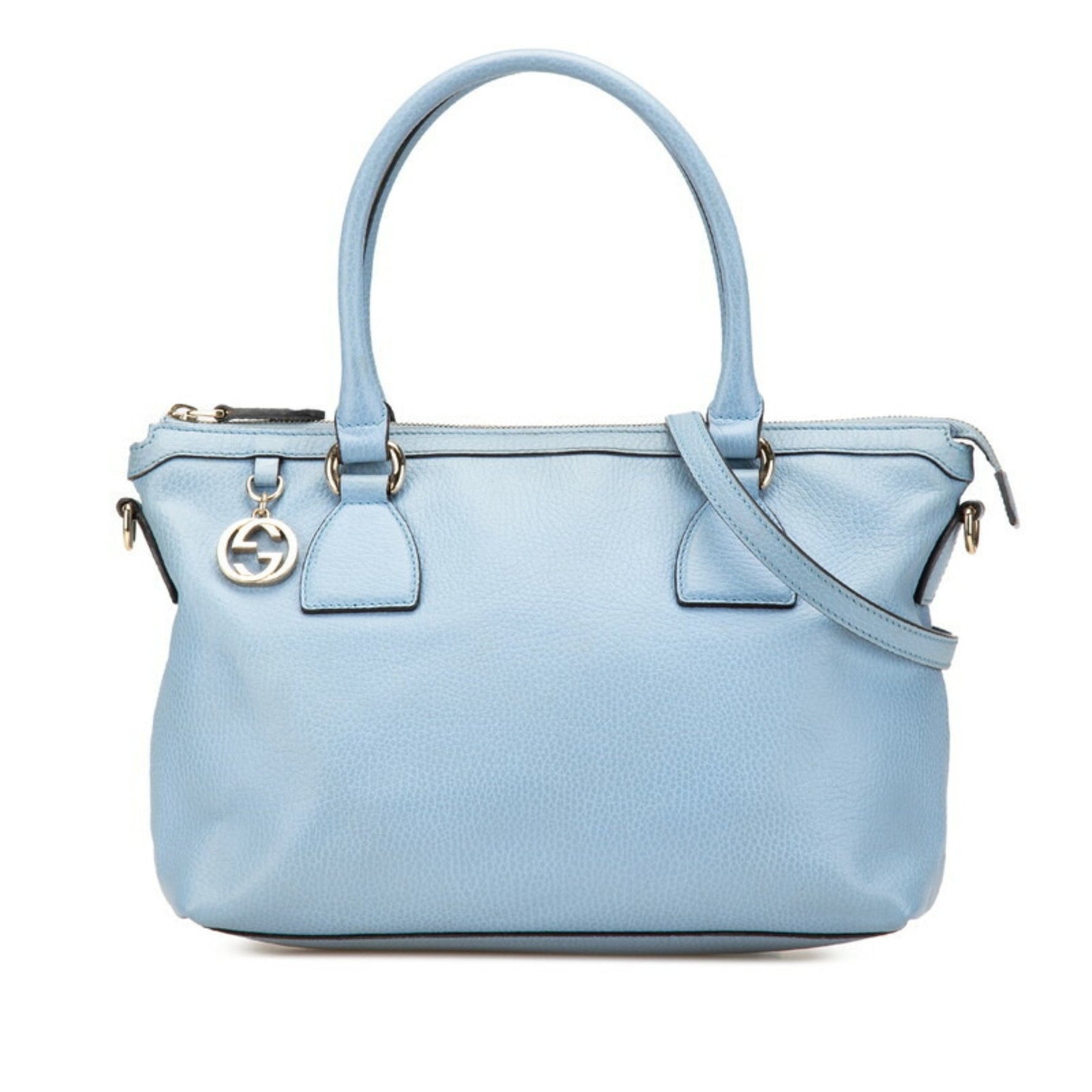 Gucci Interlocking G Handbag Shoulder Bag Light Blue Leather