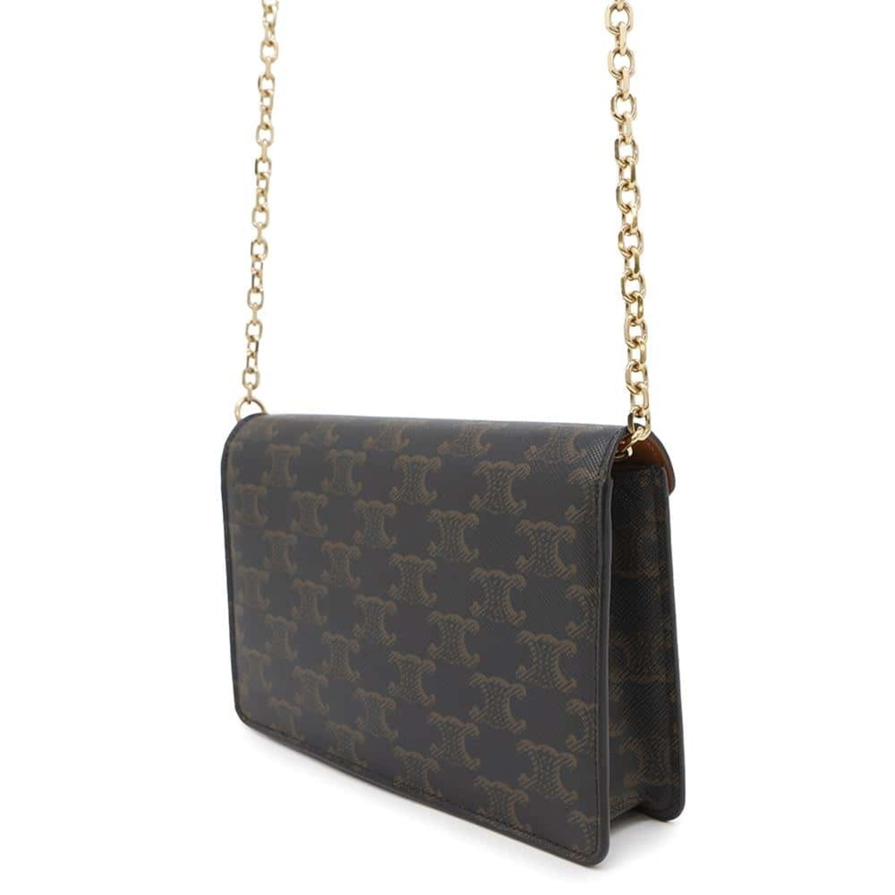 Celine Chain Wallet Triomphe Maillon Brown