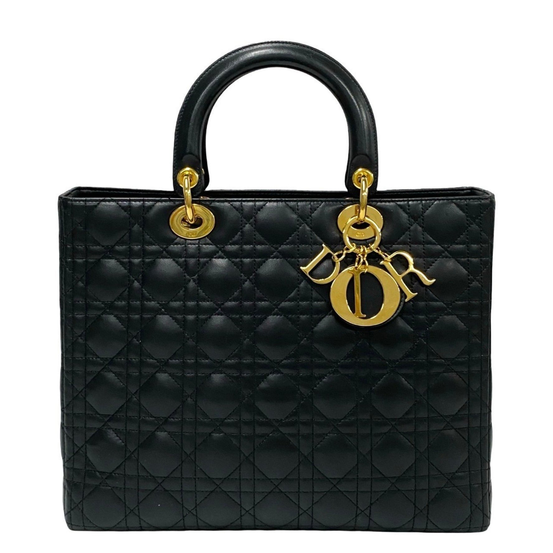 Christian Dior Lady Cannage Stitch Leather Handbag/Mini Tote Bag